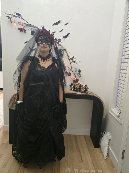 Spooky Chic: Be the Ghost Bride, A Haunting Halloween Look with a Chantilly Lace Saree