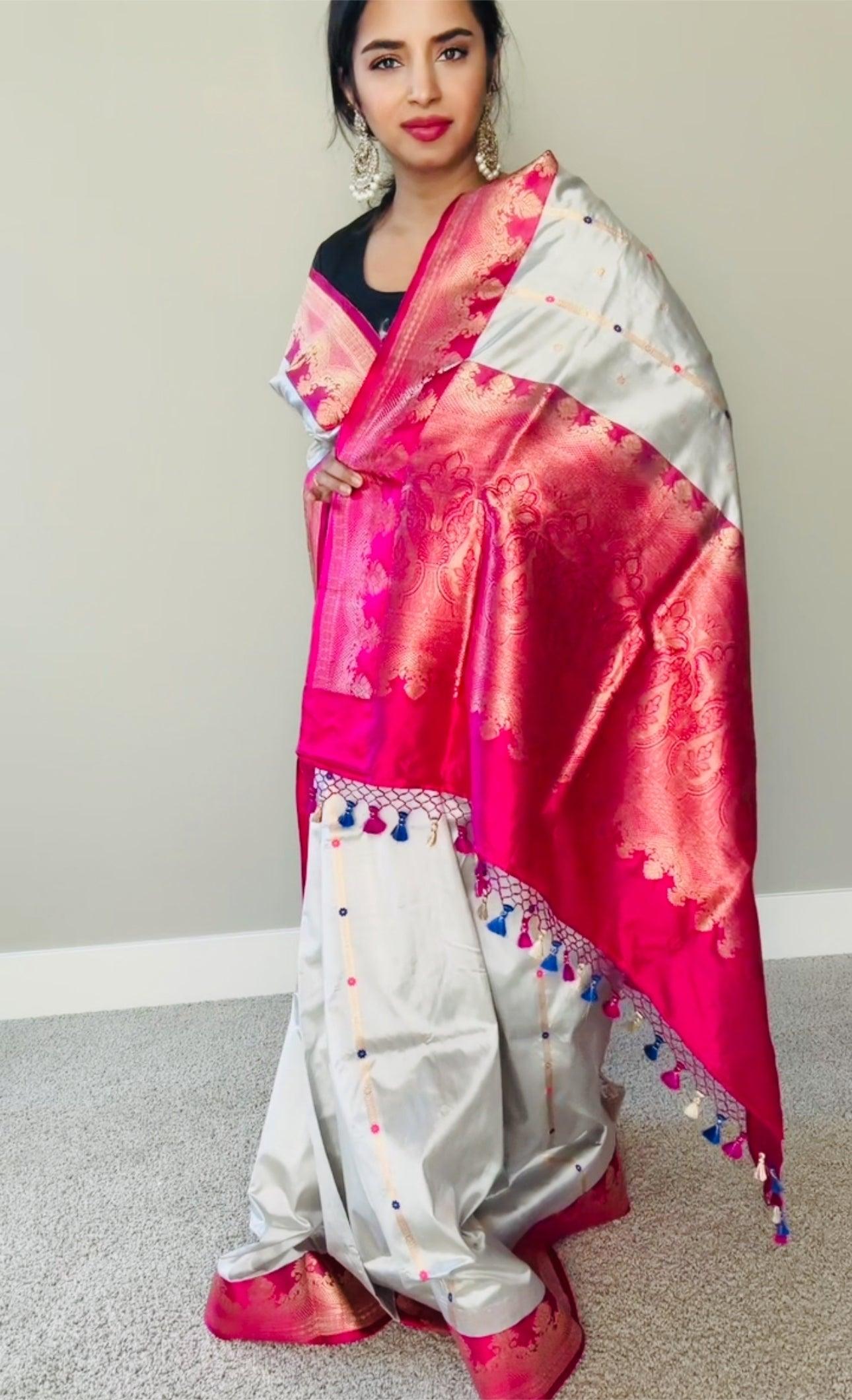 Exquisite Banarasi Handwoven Katan Silk Saree with Gold Zari Silk Mark Saree with blouse