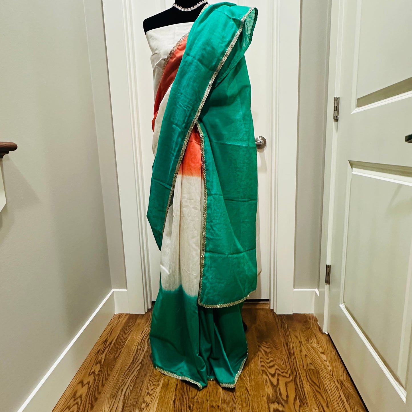 Banarasi Khaddi Linen Tricolor Saree