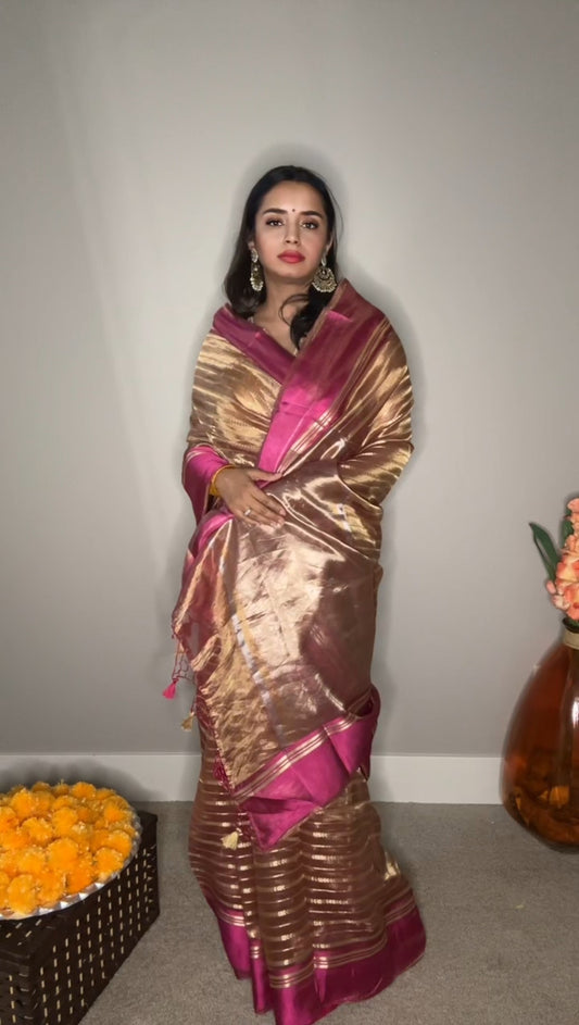Kora by Tissue Silk Saree with Katan Silk Border
