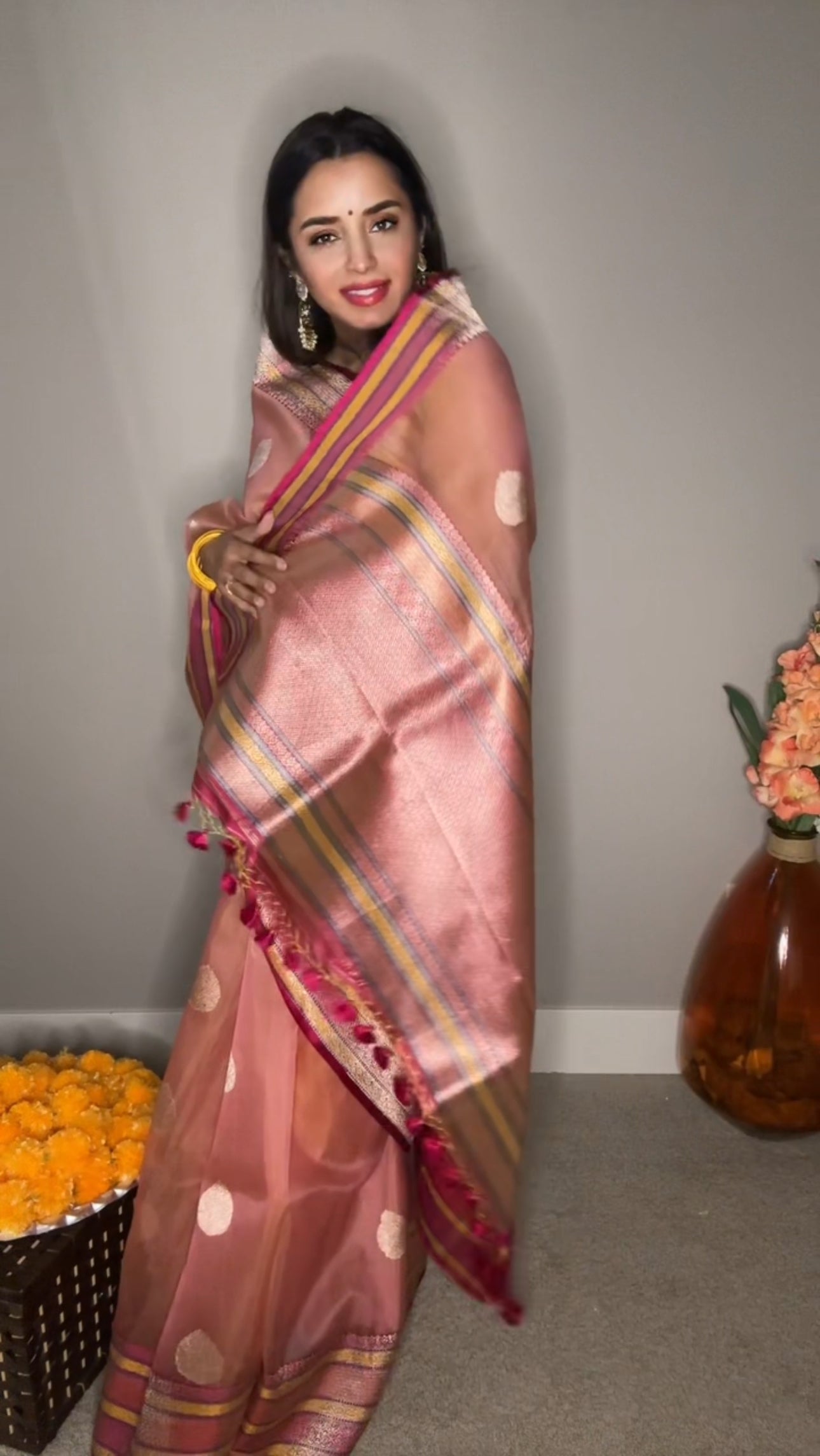 Pure Banarsi Kora by Katan handwoven kaduwa saree with Katan Silk Rangkart Border and Pallu- Gold Zari