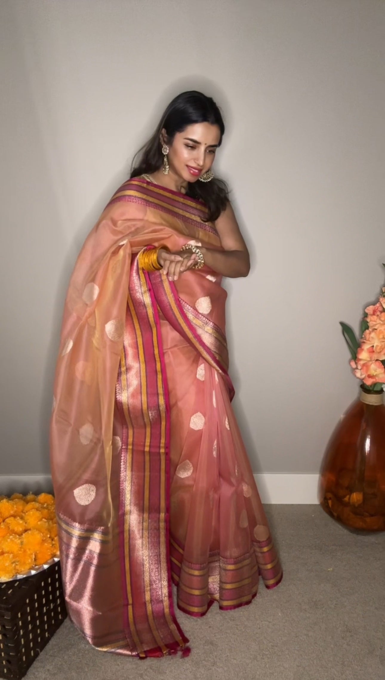Pure Banarsi Kora by Katan handwoven kaduwa saree with Katan Silk Rangkart Border and Pallu- Gold Zari
