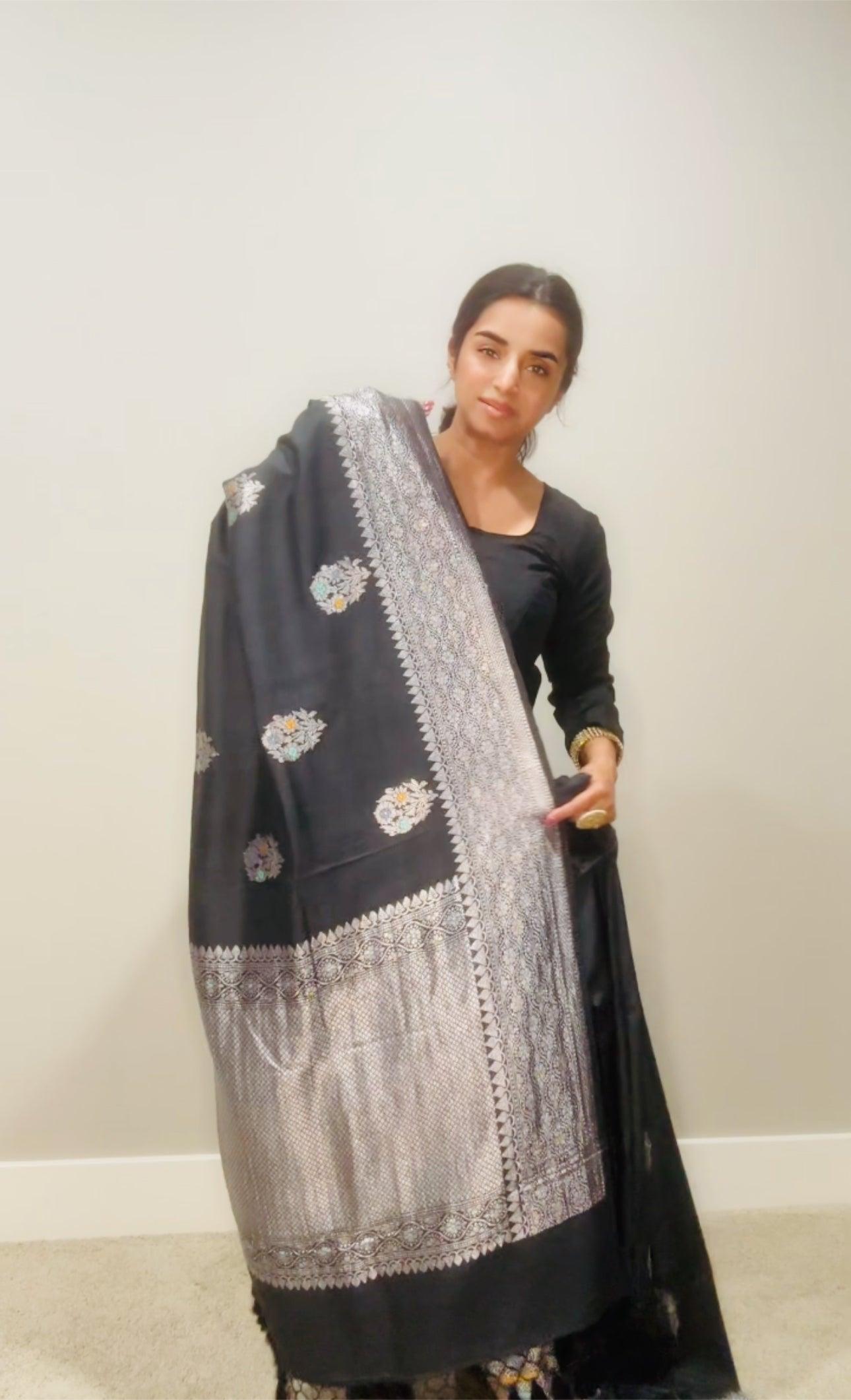 Tussar Georgette Banarasi saree handwoven