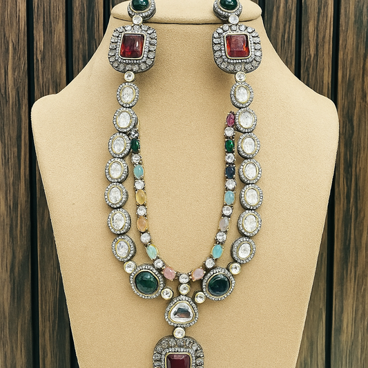 Uzma AD Polki Necklace 2 Layers