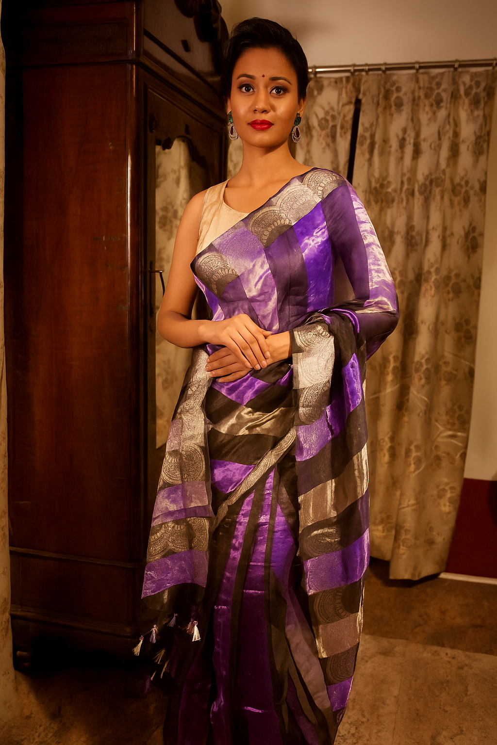 Nazakat – Kora by Tissue Banarasi Silk Saree with Gold & Silver Zari