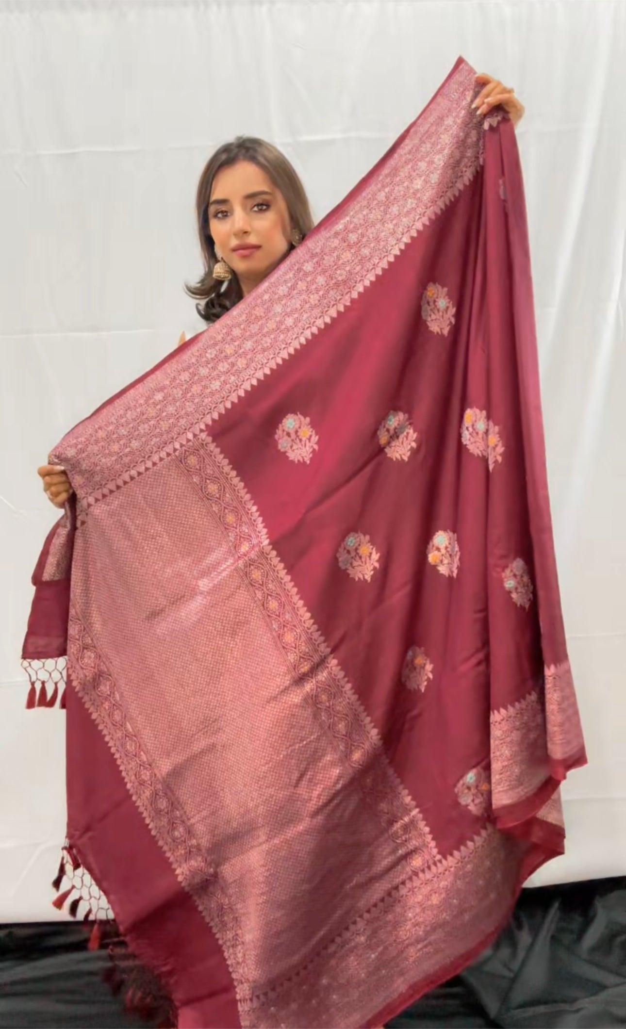 Tussar Georgette Banarasi saree handwoven