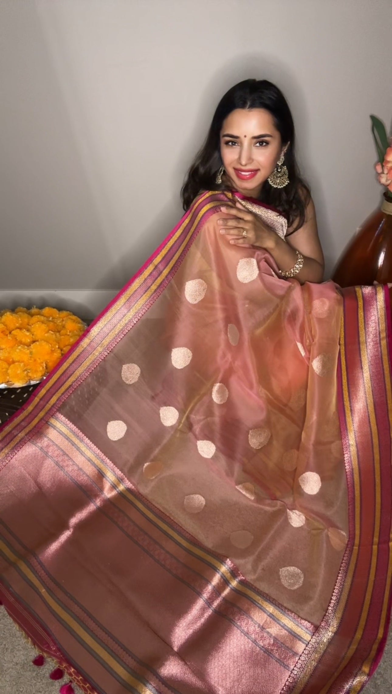 Pure Banarsi Kora by Katan handwoven kaduwa saree with Katan Silk Rangkart Border and Pallu- Gold Zari