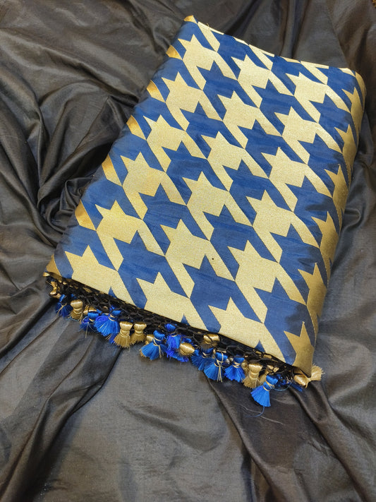 Gold Matrix Handwoven Mulberry Katan Silk Saree - Made to order