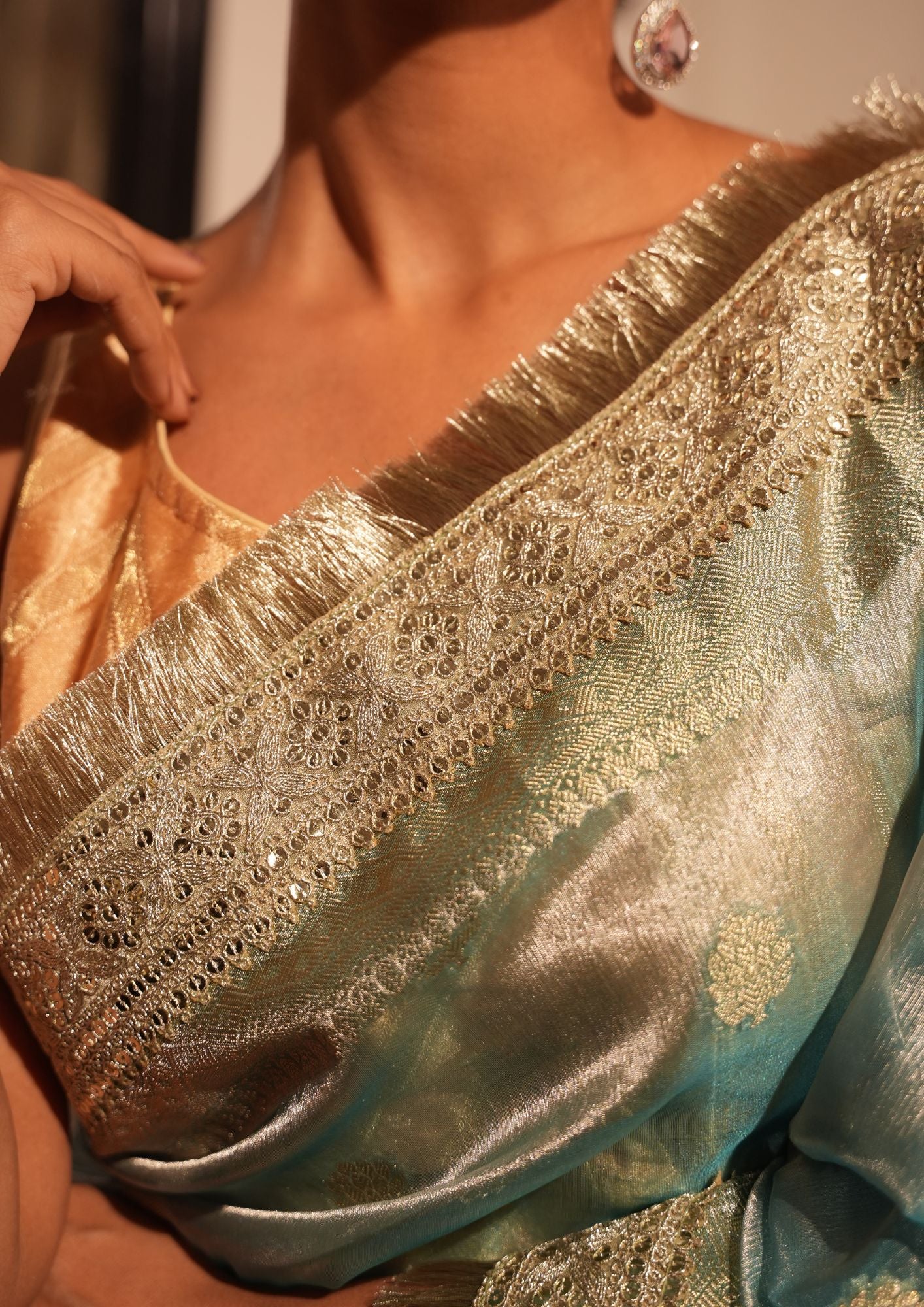 Banarasi Tissue Silk Saree with Gotta Patti