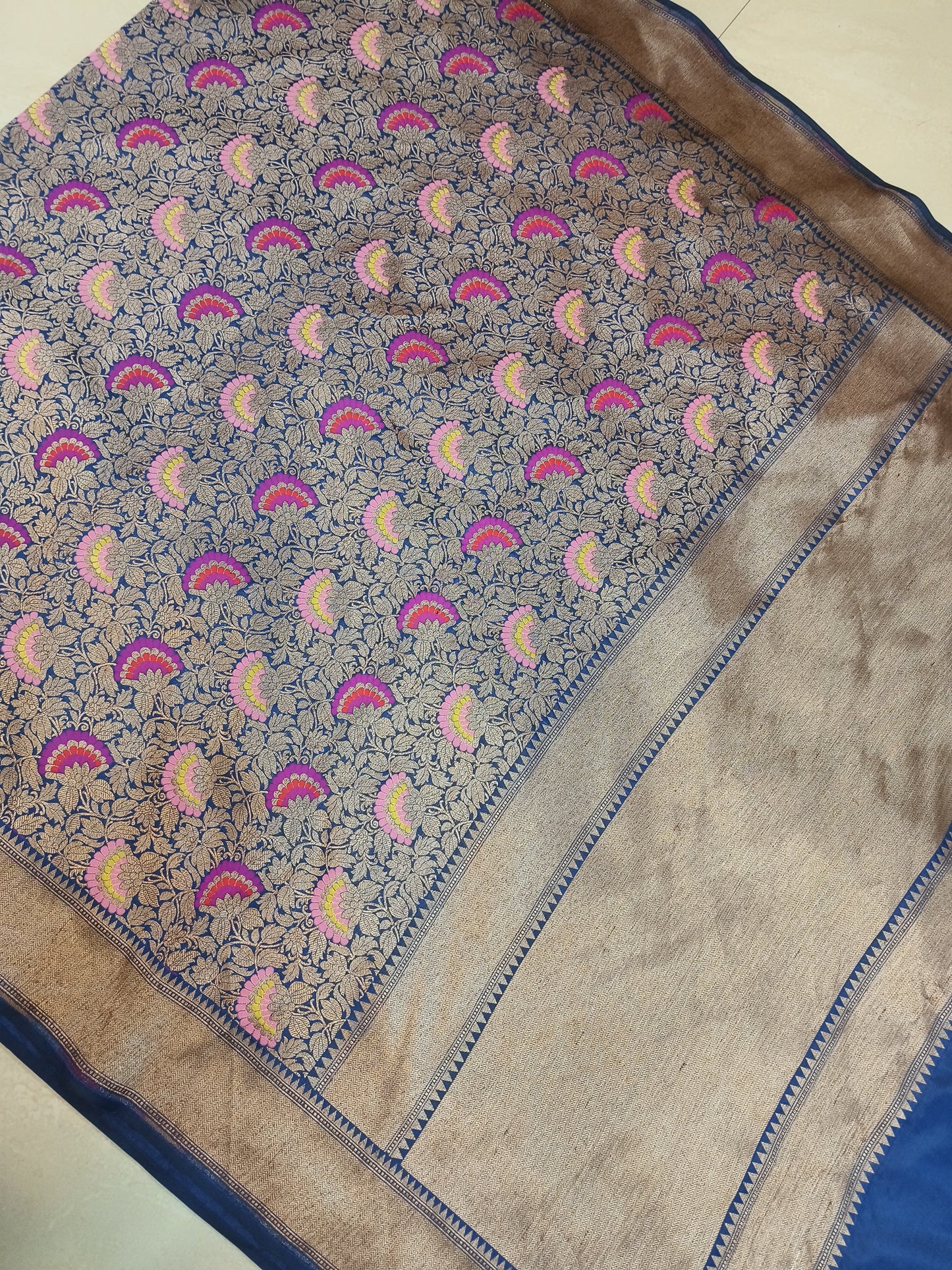 Nita Ambani Tilfi Pure Katan Handwoven Banarasi Saree with Silk Mark - Jaal - Meenakari