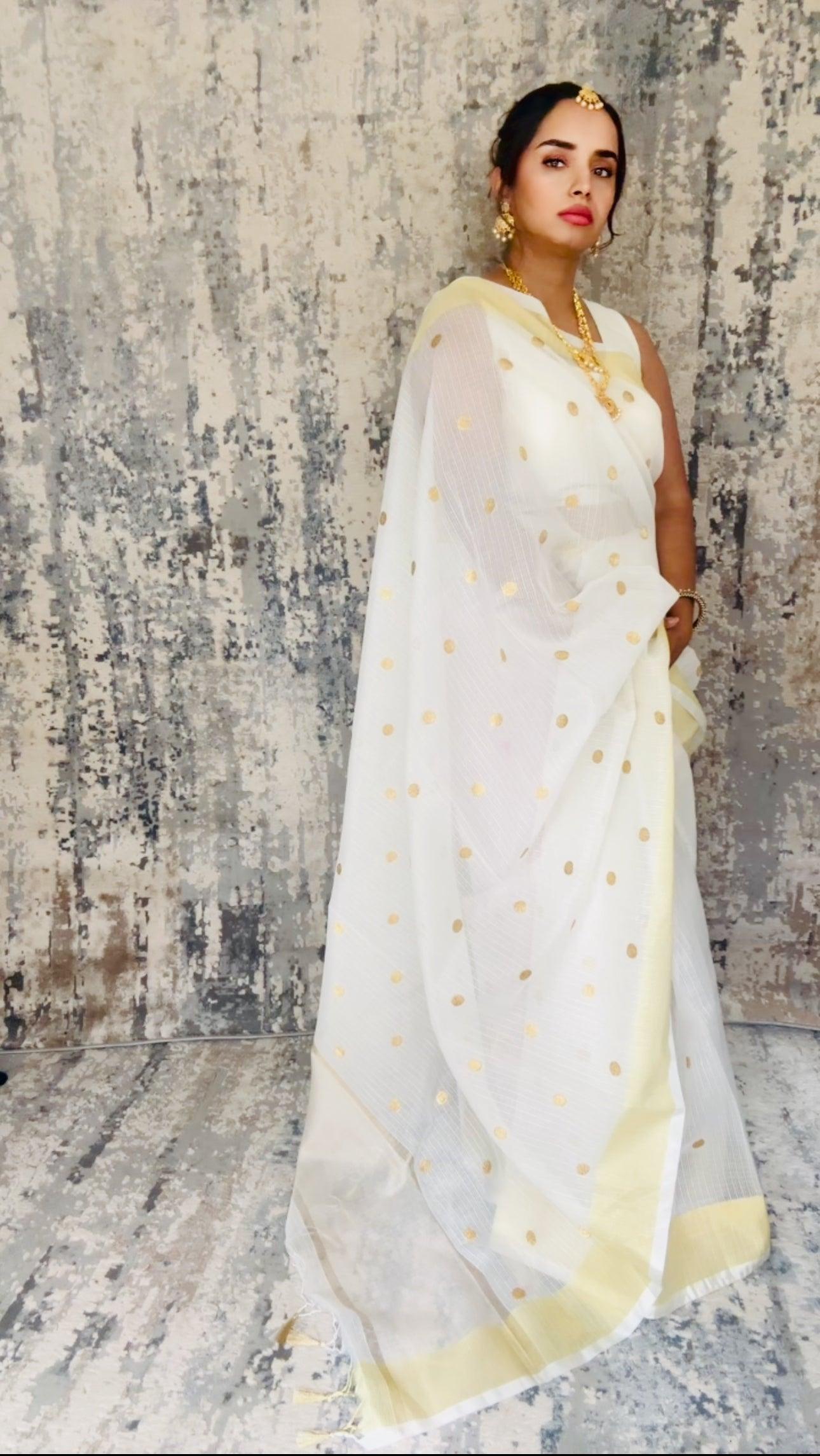 Banarasi Kota Check Embroidered Saree