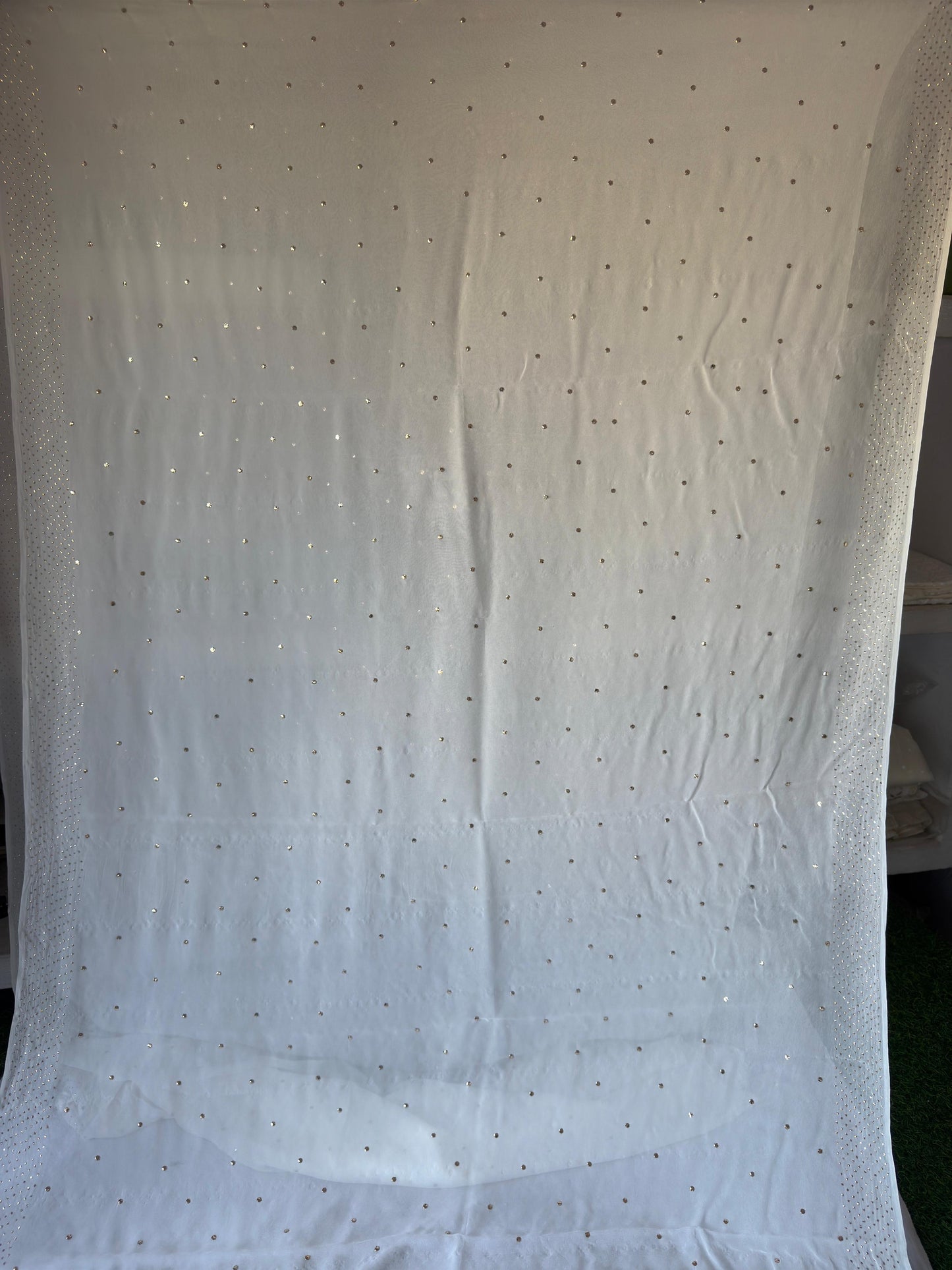 Authentic Hand Lucknowi Chikankari saree with Mukesh