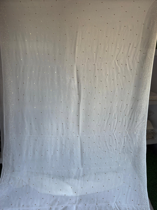Authentic  Hand Lucknowi Chikankari saree with Mukesh