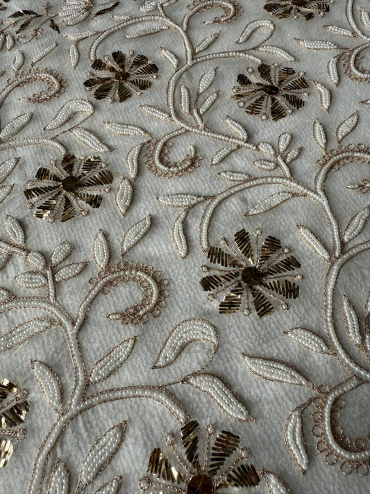 Noor - Hand Lucknowi Chikankari saree with Mukesh and Pearl work