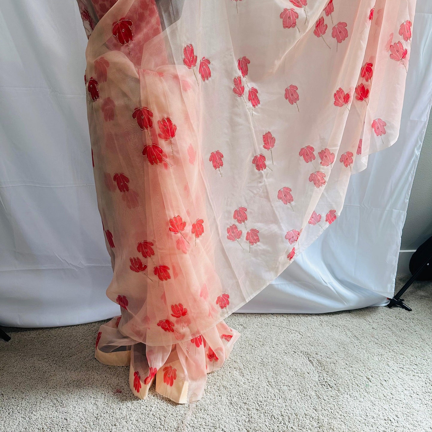 Banarasi Kora Organza Saree with hand cutdana embroidery