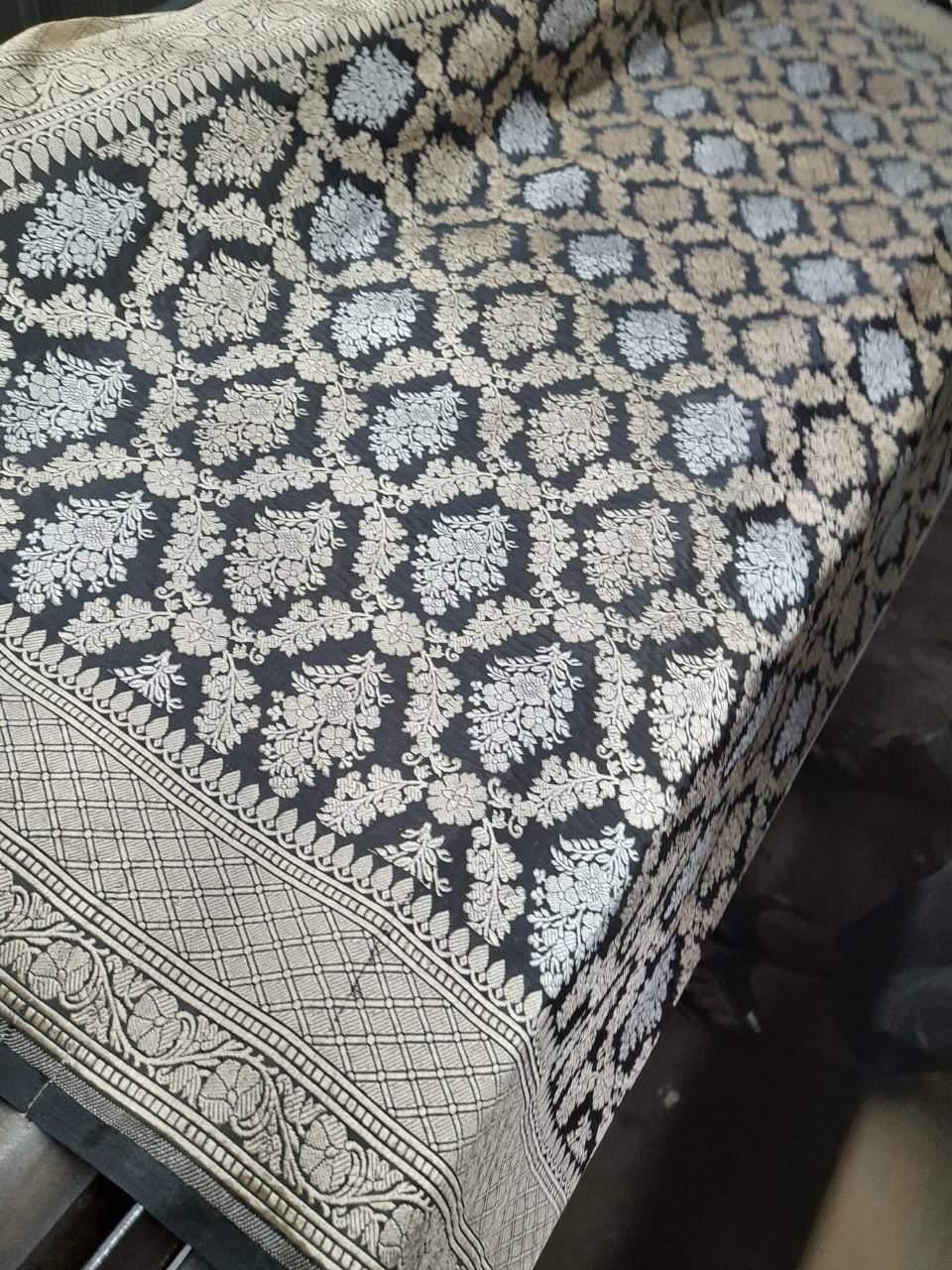 Nita Ambani Inspired Pure Katan Handwoven Banarasi Saree with Silk Mark - Sona Rupa - Jaal