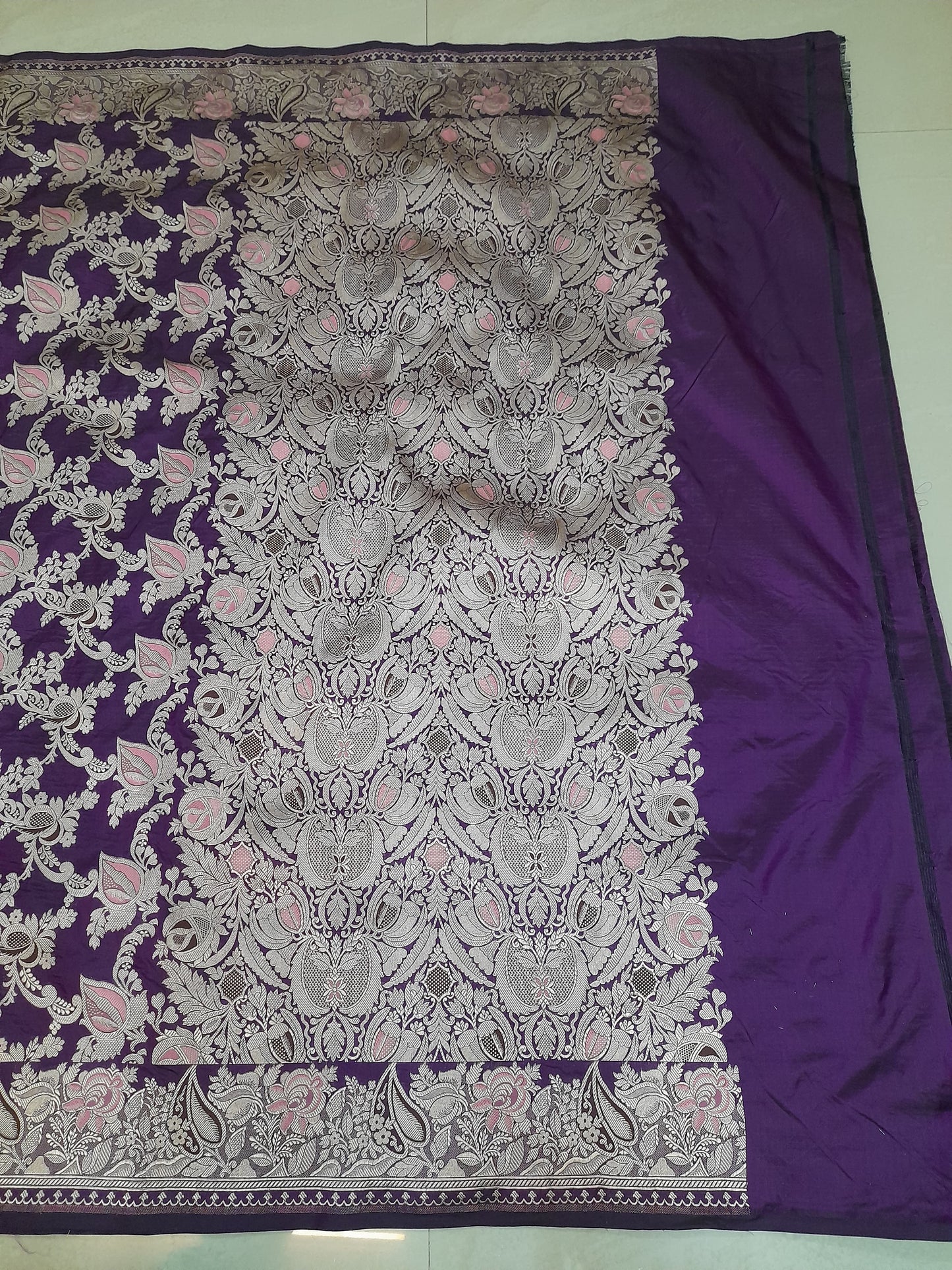 Pure Katan Handwoven Banarasi Saree with Silk Mark - Jaal - Made to order