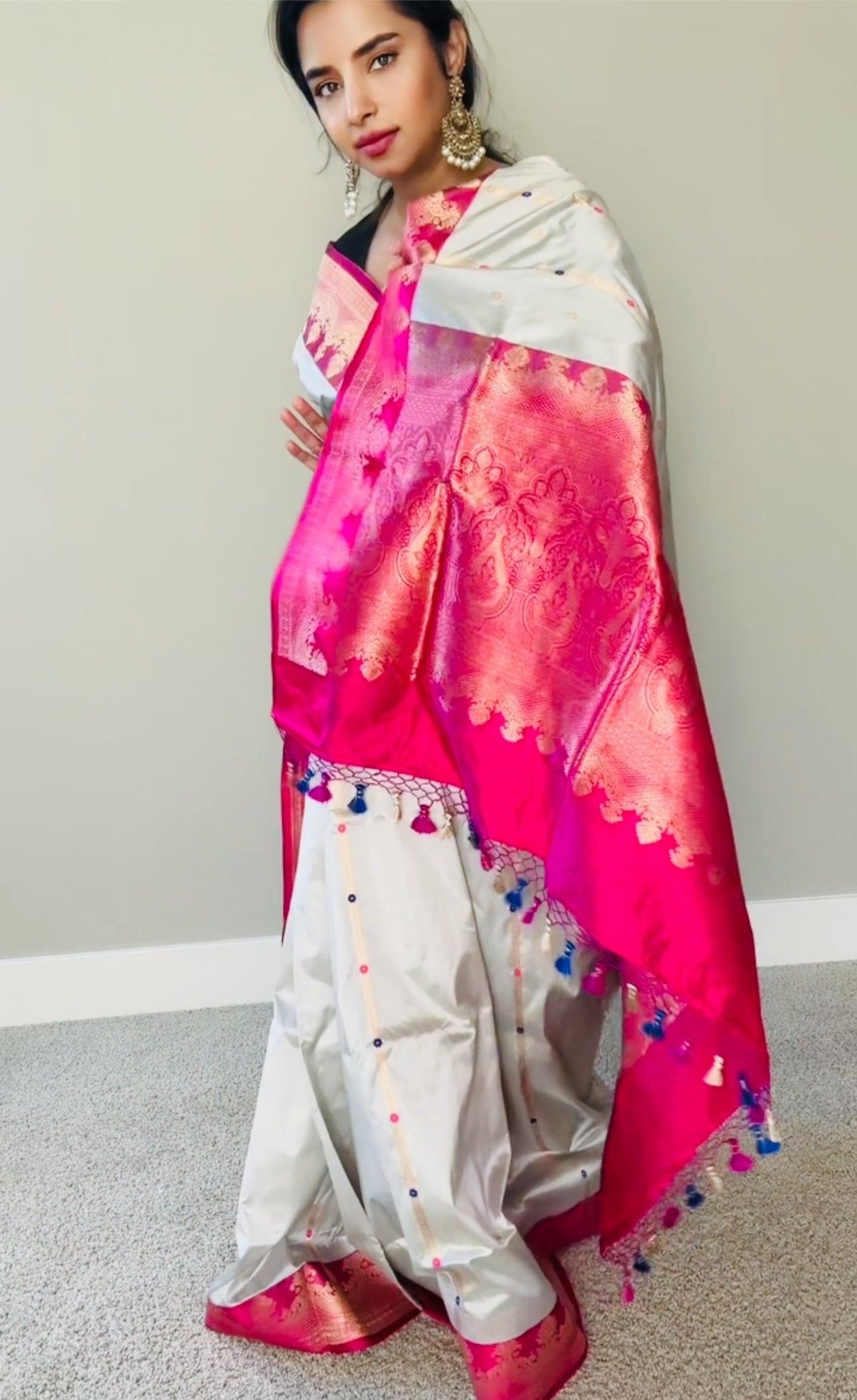 Exquisite Banarasi Handwoven Katan Silk Saree with Gold Zari Silk Mark Saree with blouse