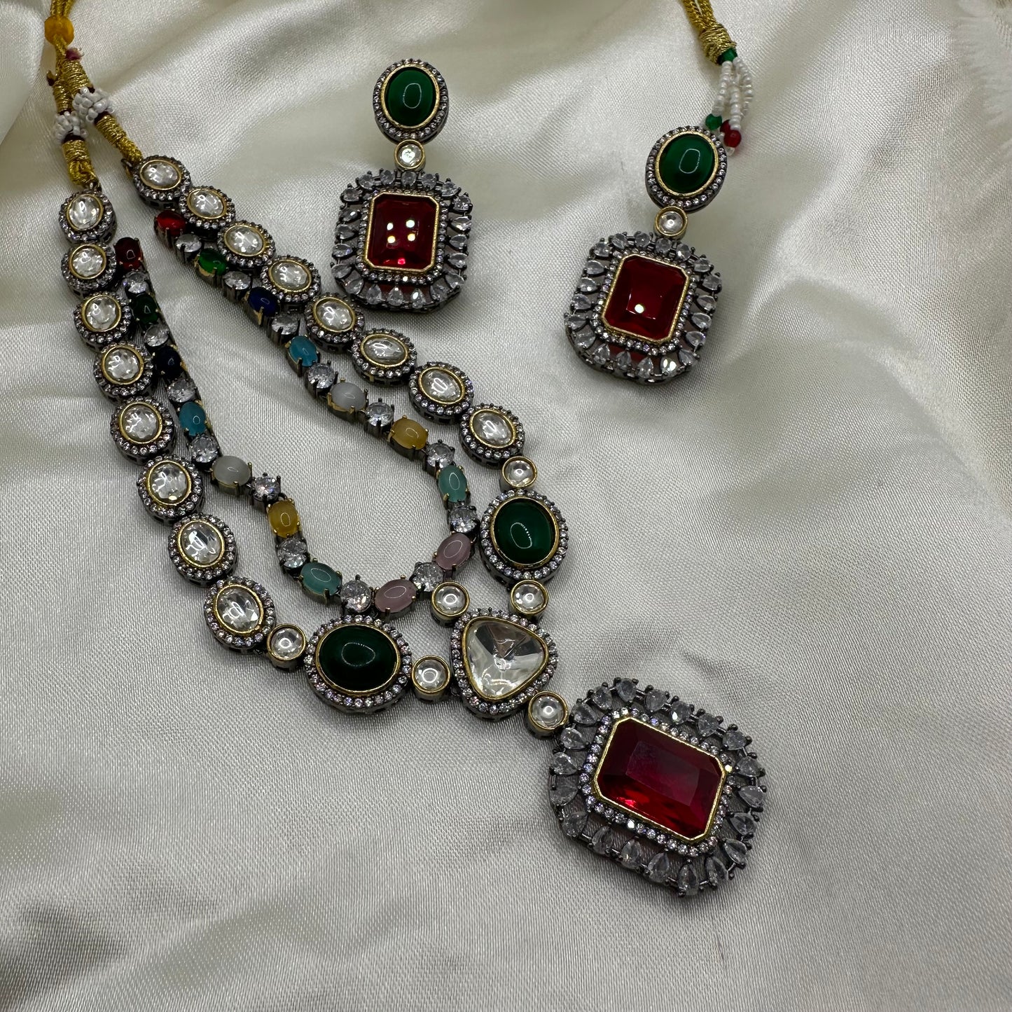 Uzma AD Polki Necklace 2 Layers