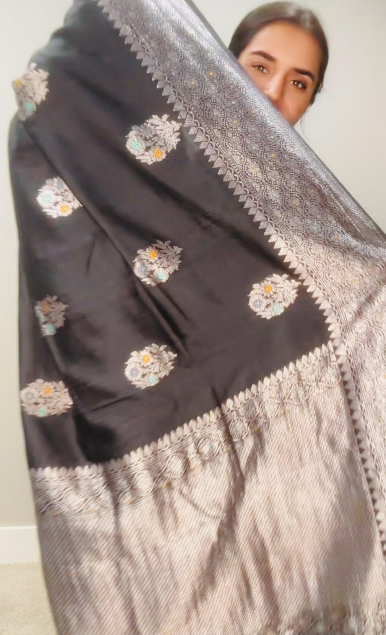 Tussar Georgette Banarasi saree handwoven