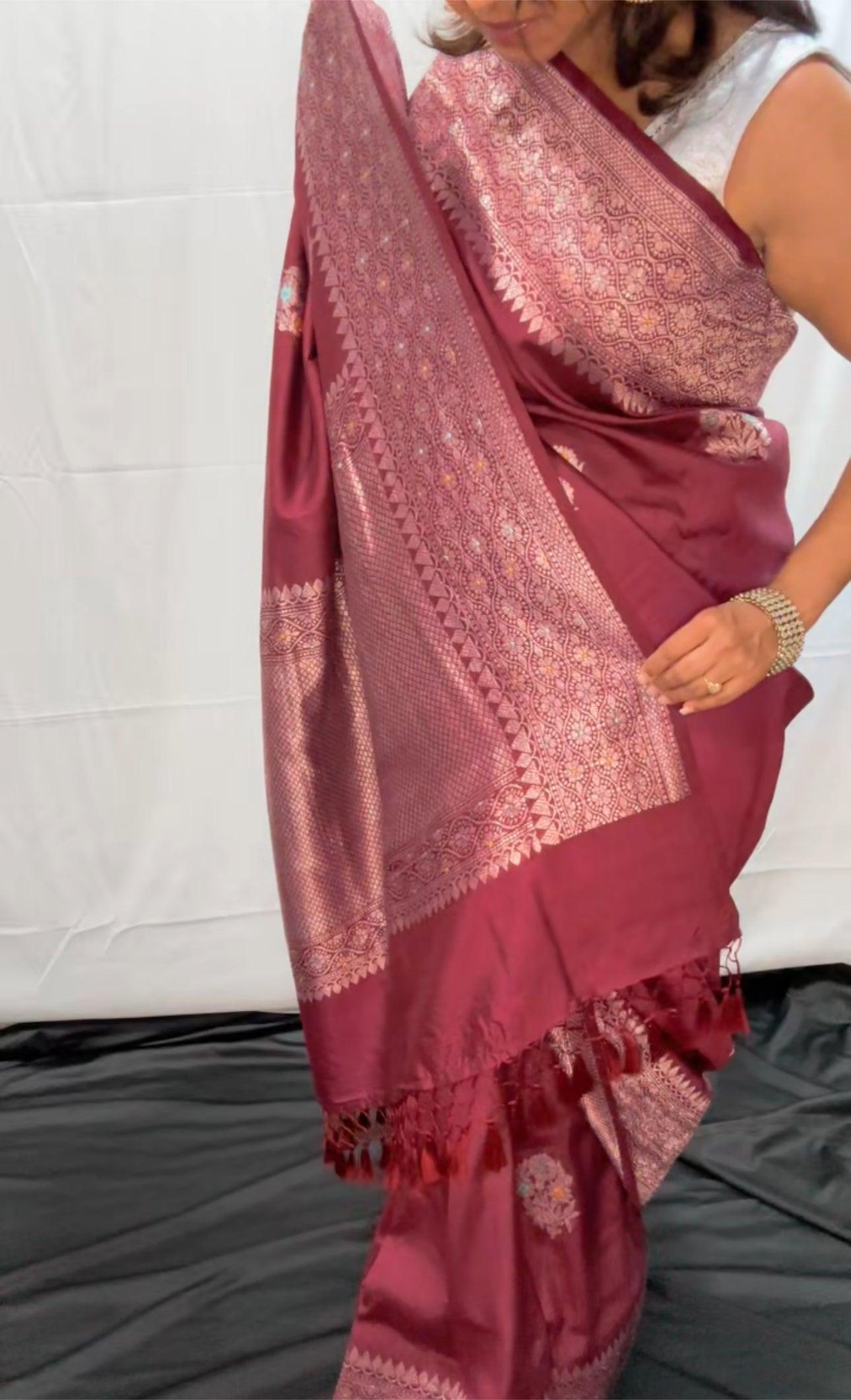 Tussar Georgette Banarasi saree handwoven