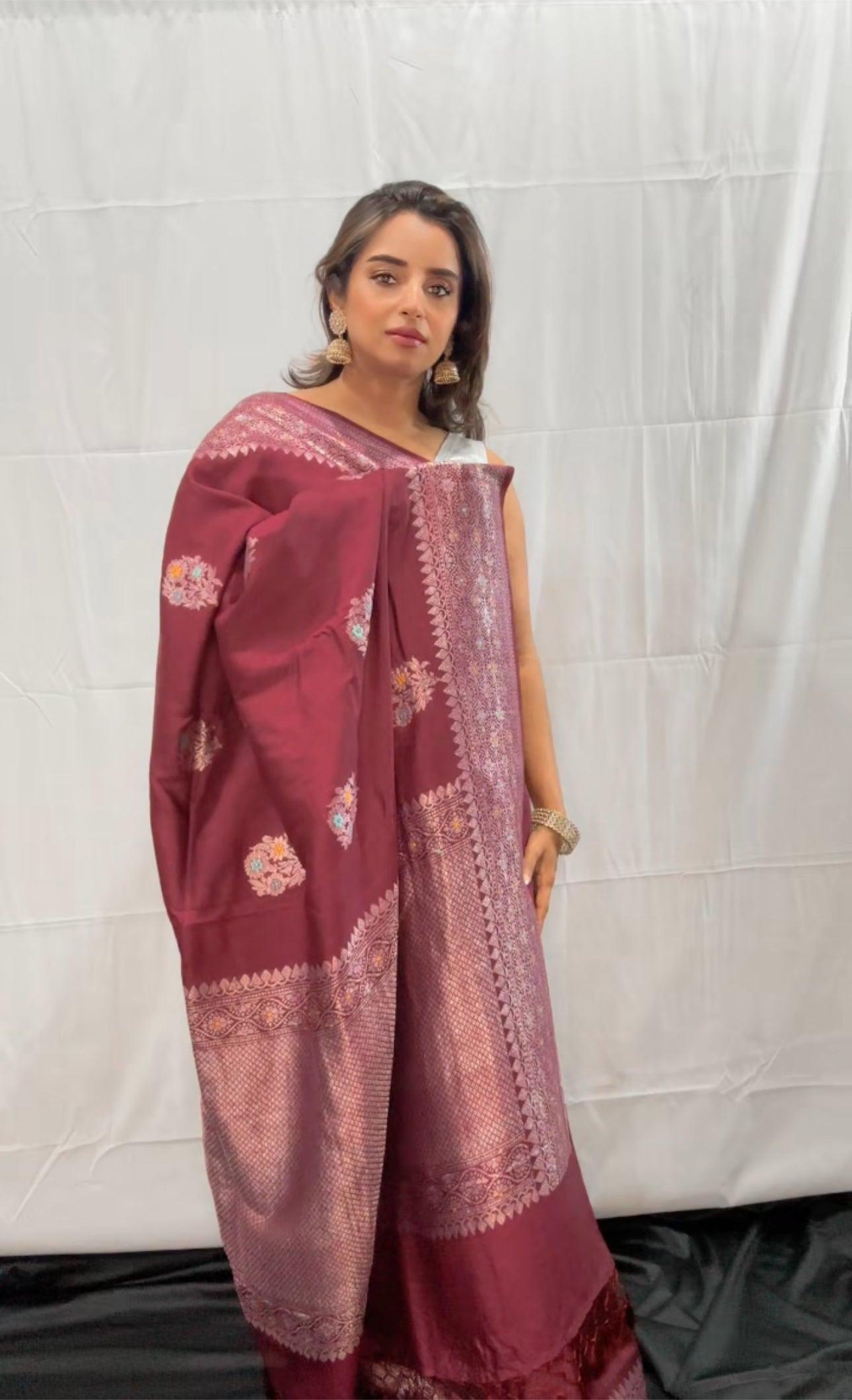 Tussar Georgette Banarasi saree handwoven