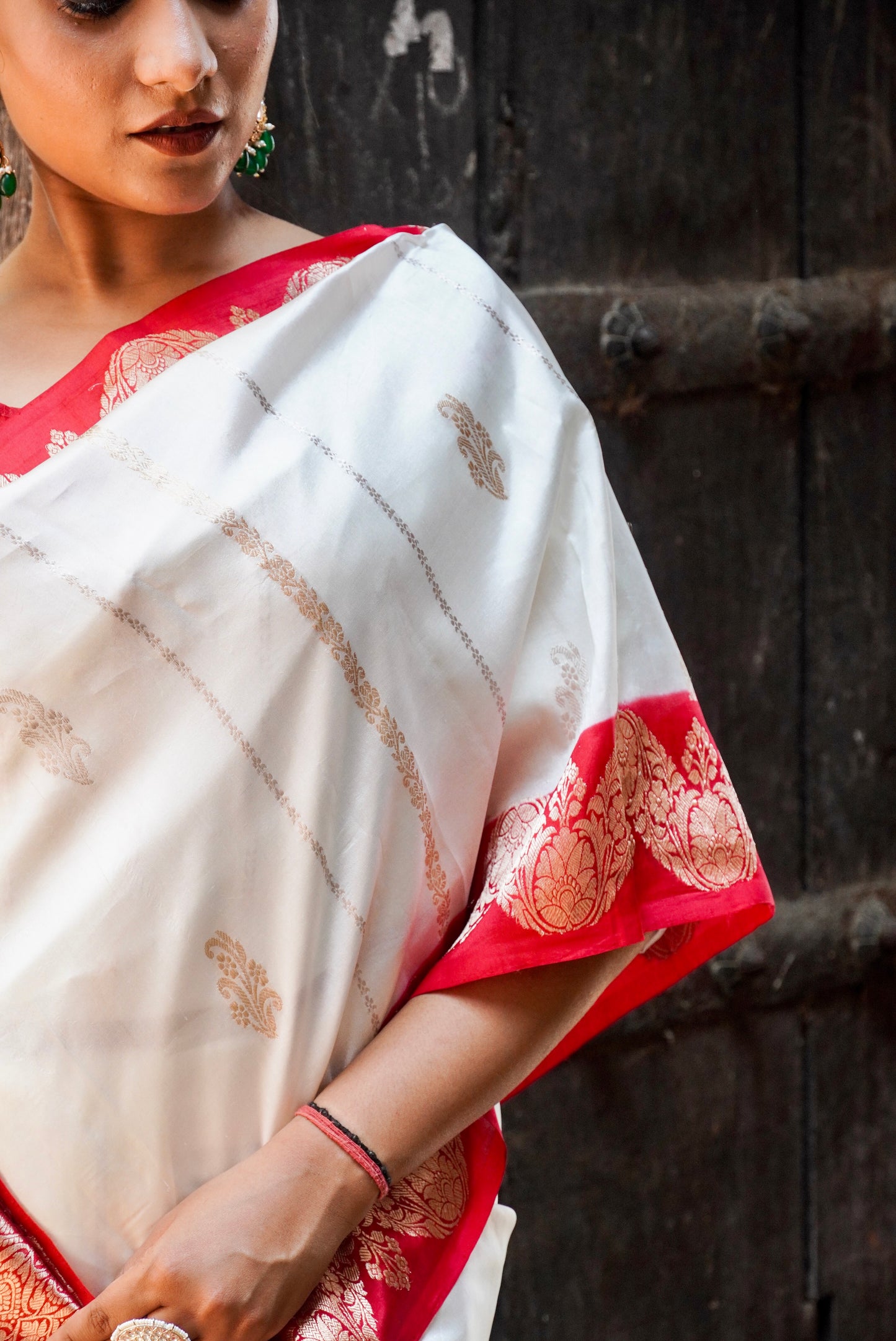 Durga Pooja soecial Banarasi  Pure Katan by Mashru Silk Handwoven  Saree - Sona Rupa - Kaduwa