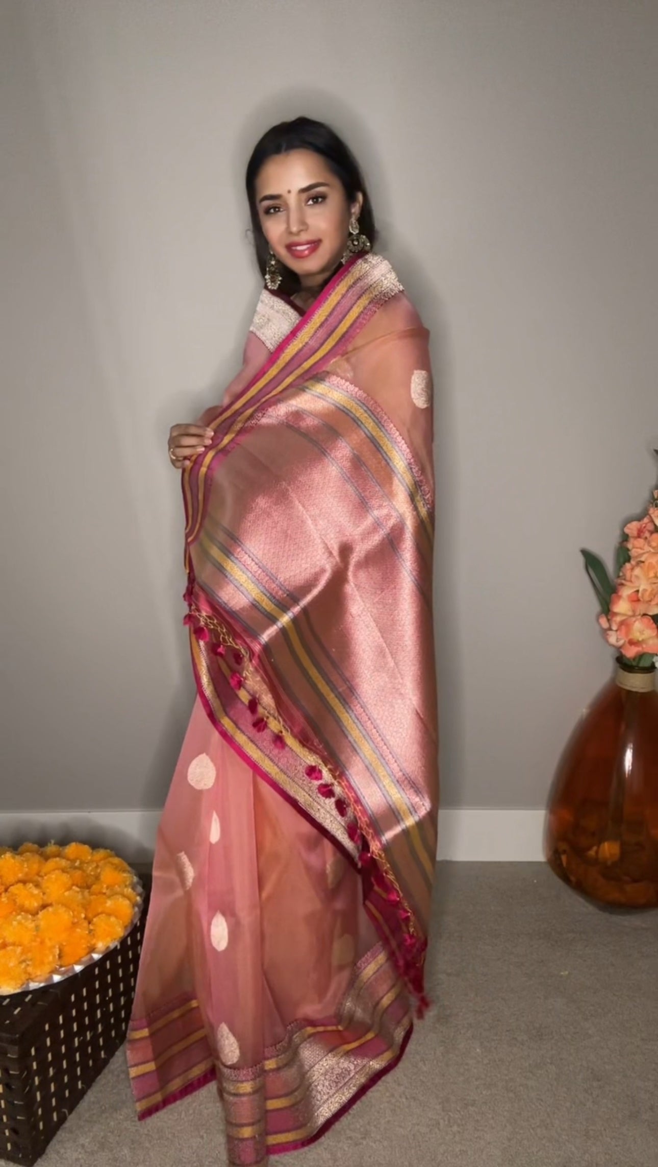 Pure Banarsi Kora by Katan handwoven kaduwa saree with Katan Silk Rangkart Border and Pallu- Gold Zari