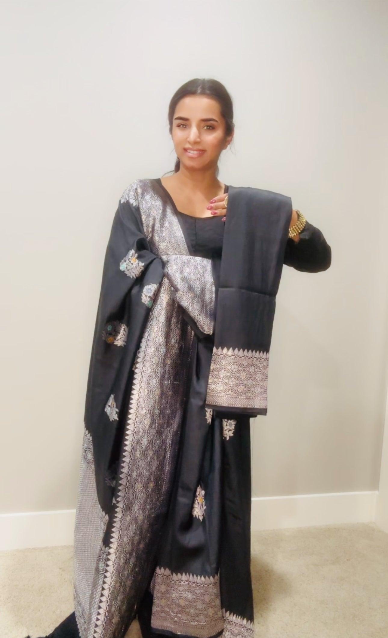 Tussar Georgette Banarasi saree handwoven