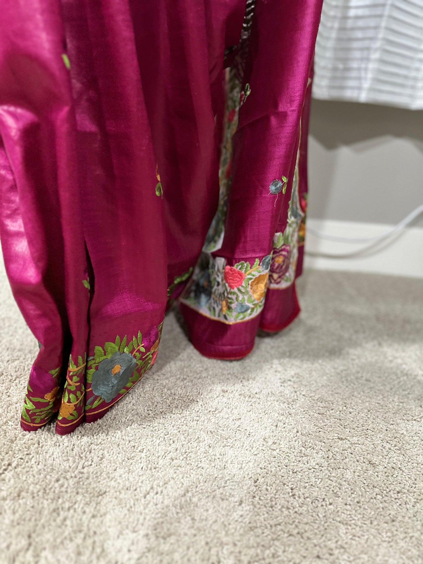 Parsi Gara Inspired Embroidered Tussar Silk Saree