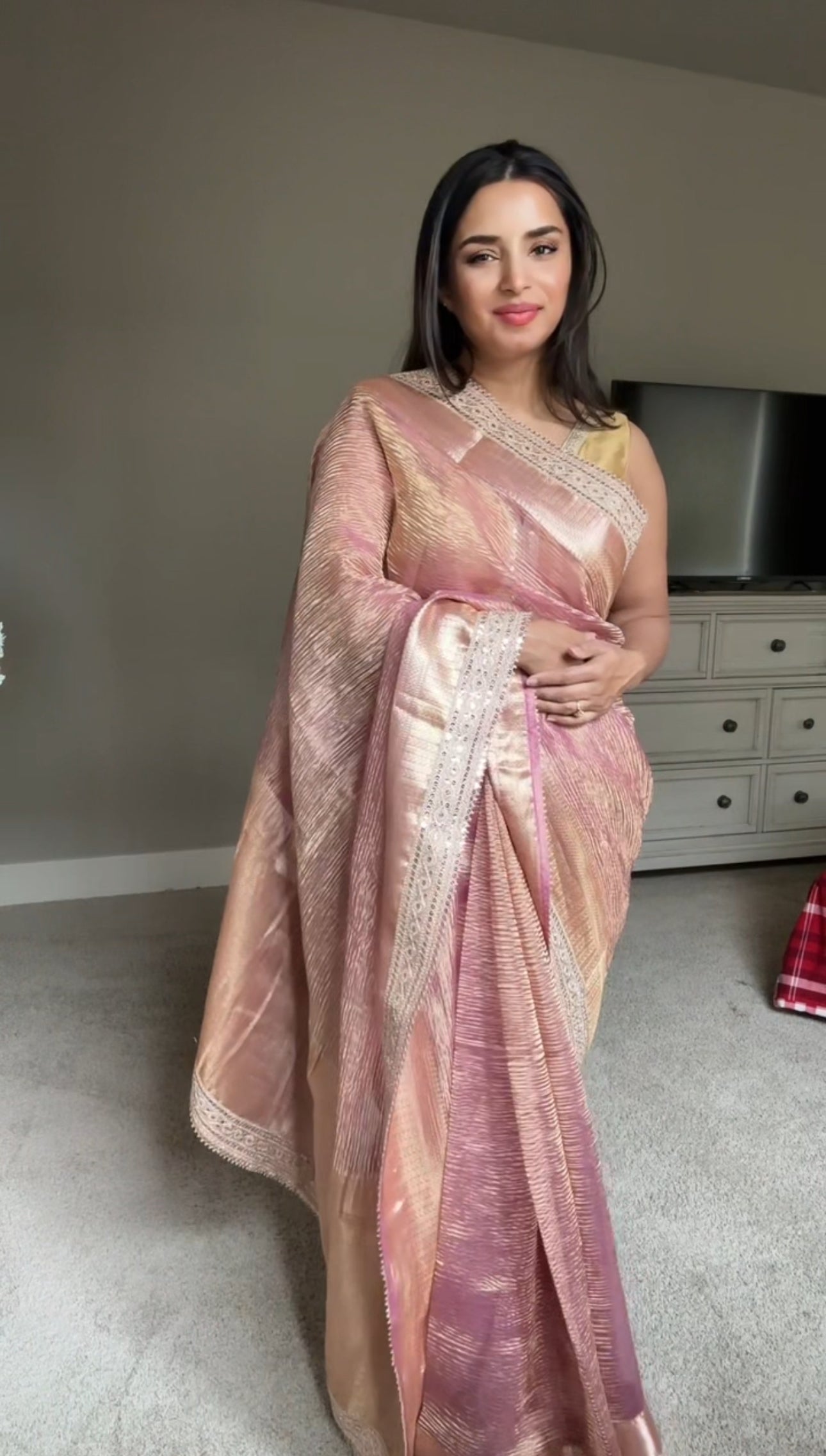 Banarasi Pure Crushed Tissue Silk Handwoven Saree with blouse fabric