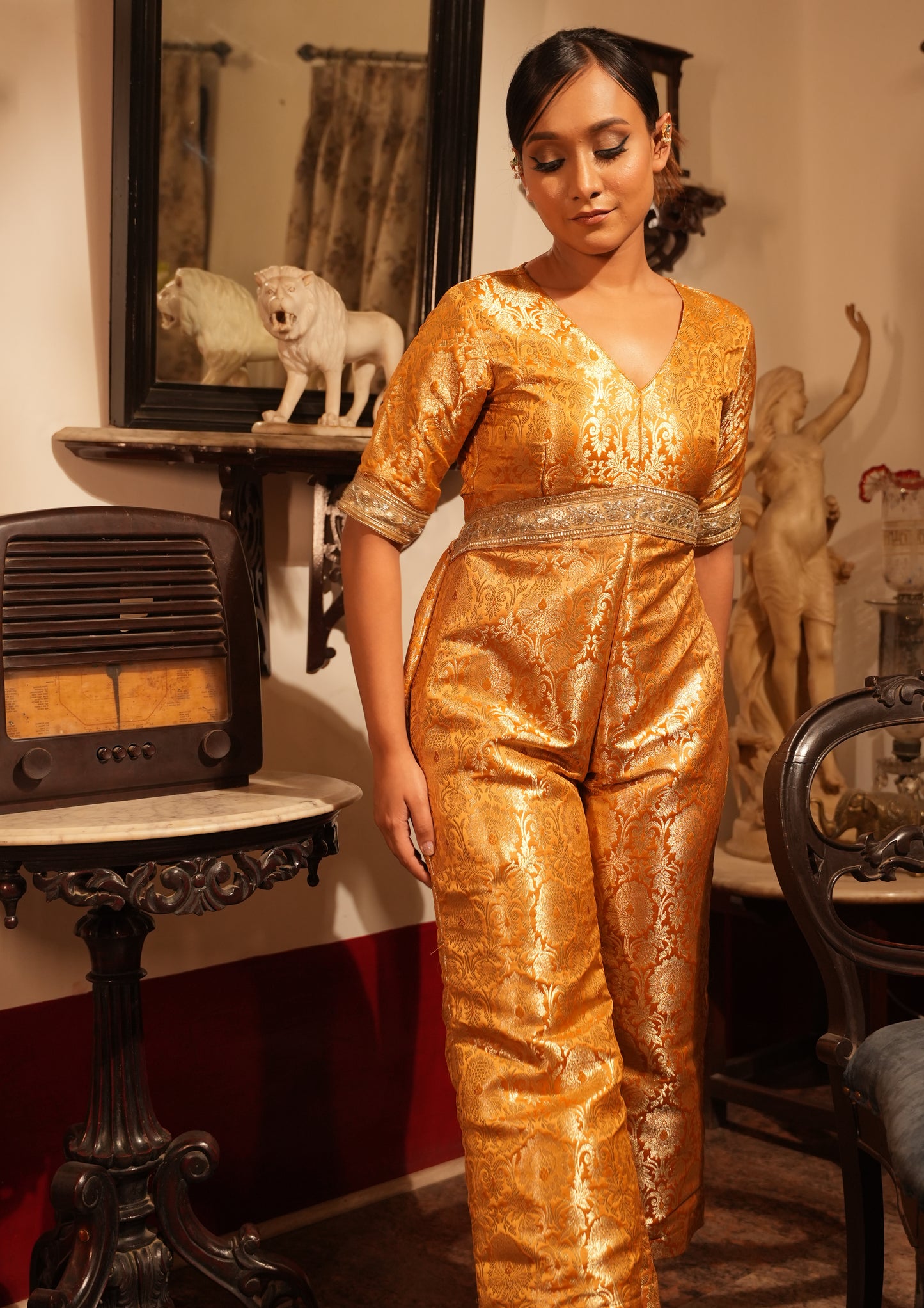The Suvarna : Opulent Silk Jumpsuit