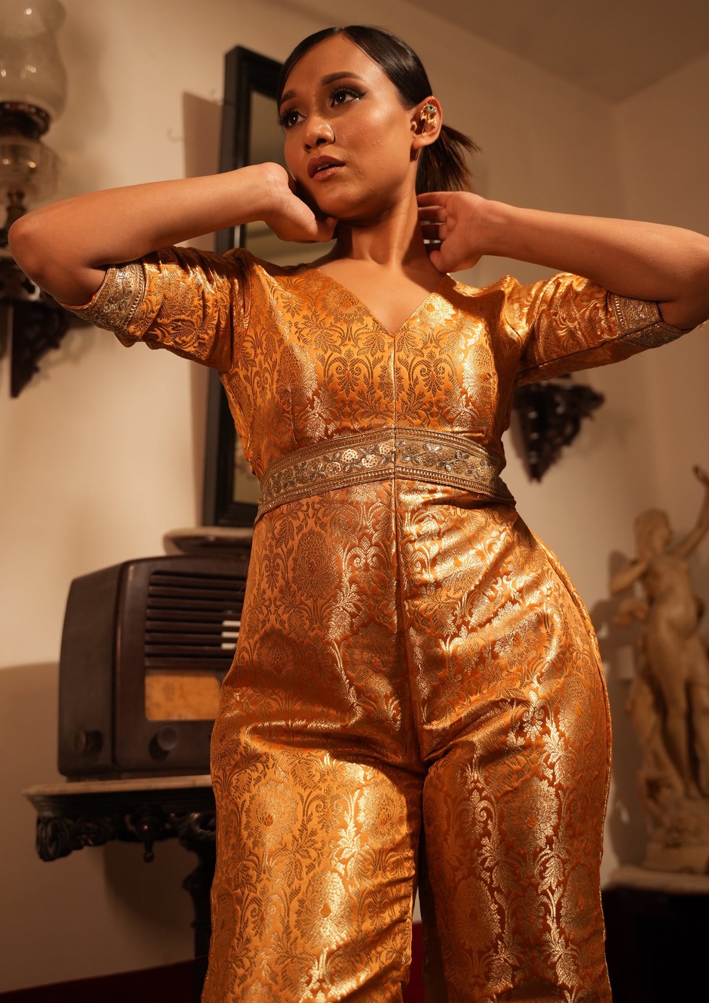 The Suvarna : Opulent Silk Jumpsuit