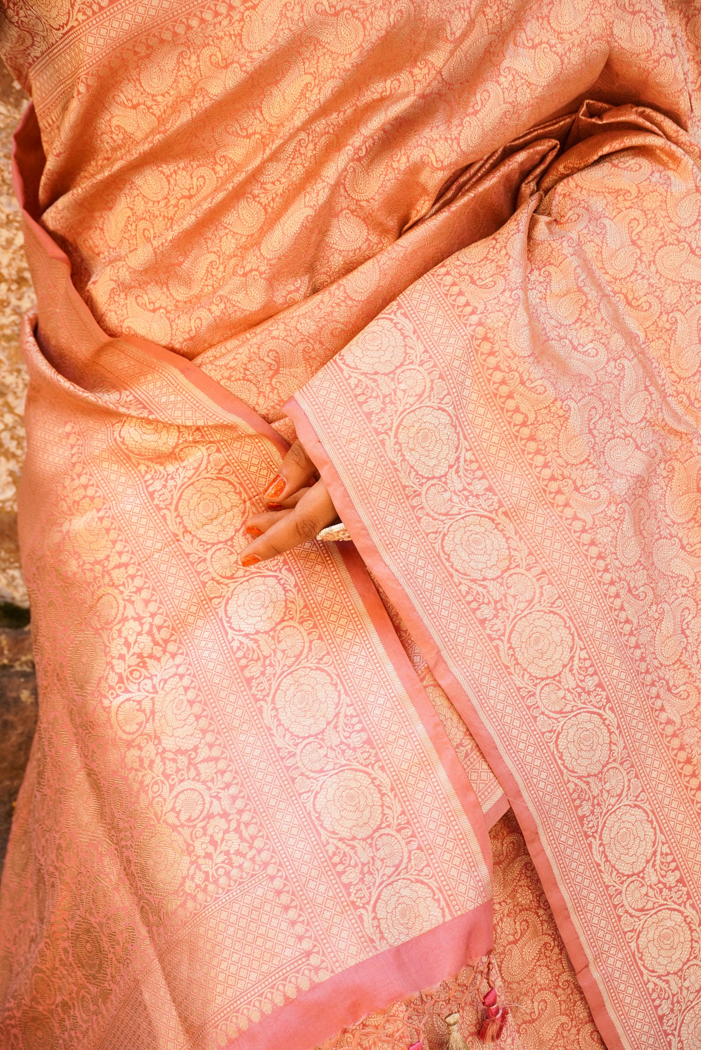 Tanchoi Banarasi Handwoven  Katan Silk Saree with Gold Zari Silk Mark Saree with blouse