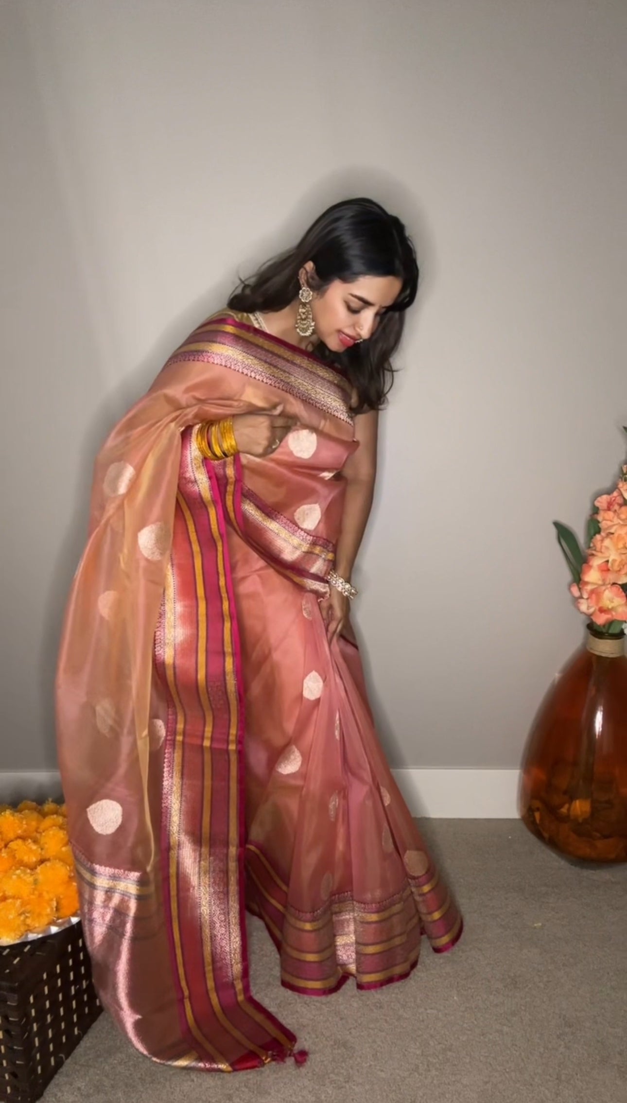 Pure Banarsi Kora by Katan handwoven kaduwa saree with Katan Silk Rangkart Border and Pallu- Gold Zari