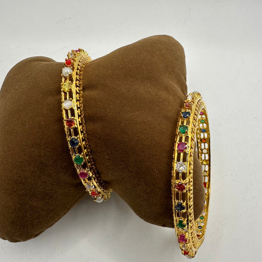 Meenakari Bangles - Gold Polish