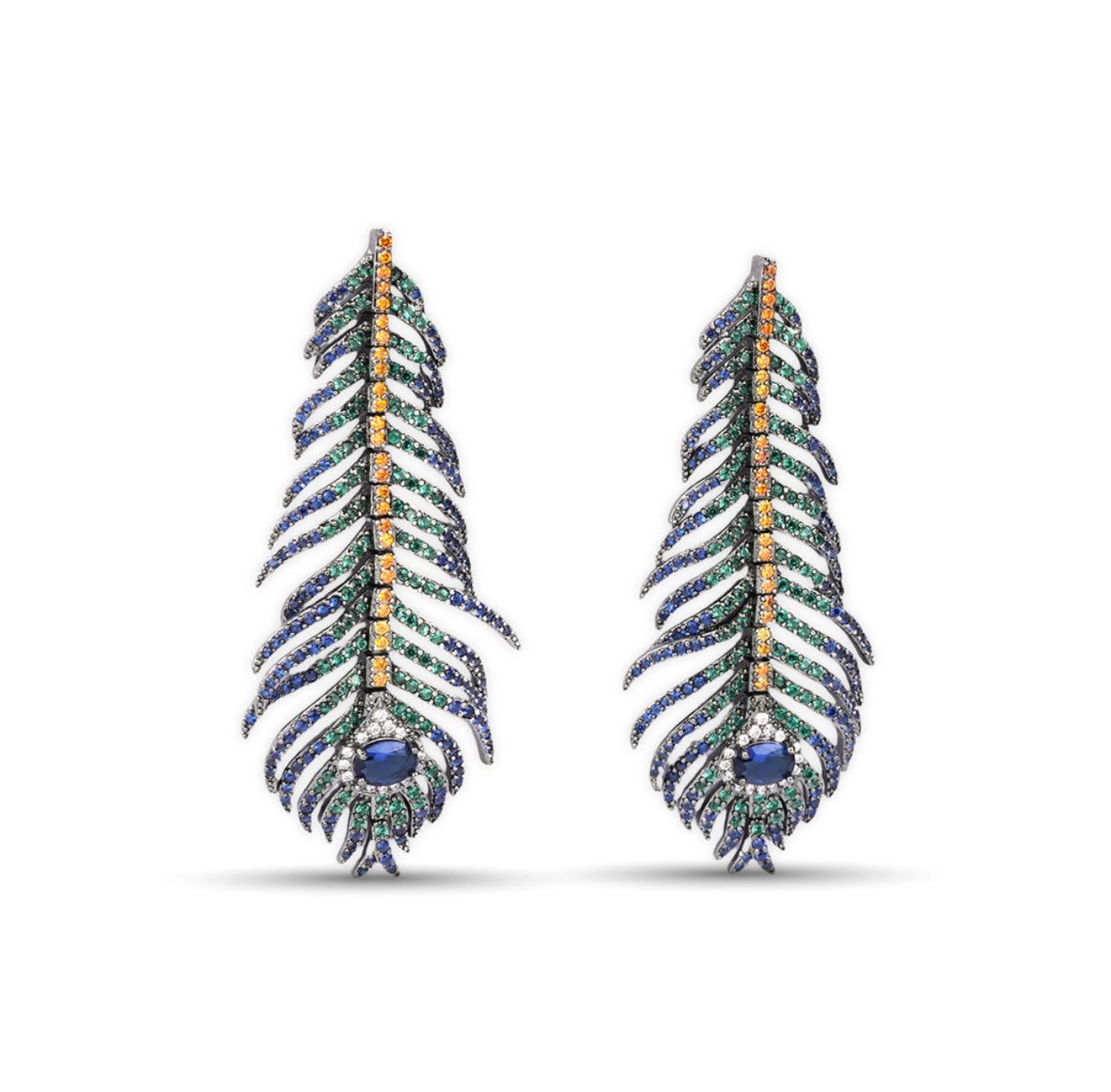 Mayura Grace – Peacock Inspired Crystal Earrings