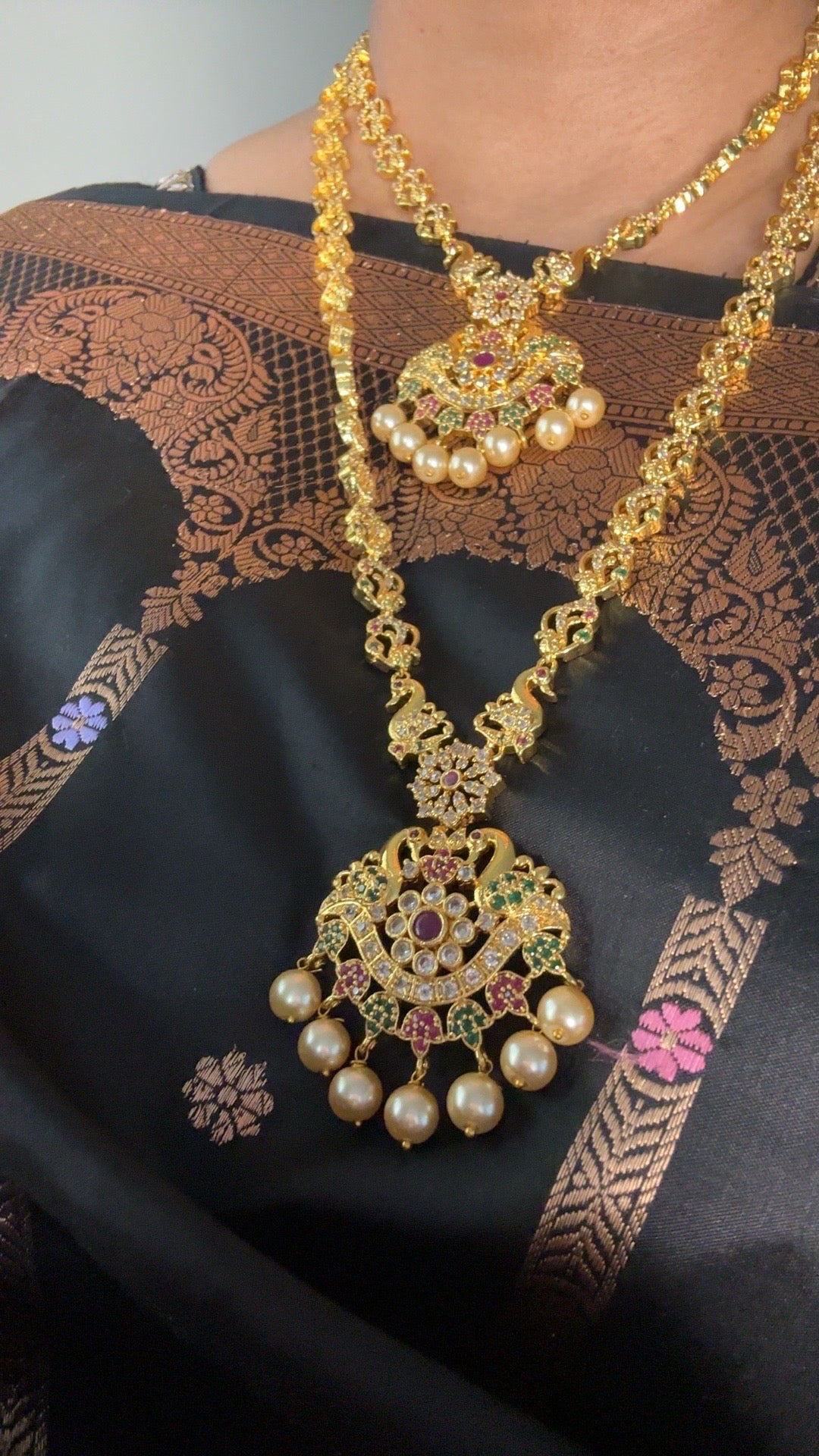 Meera exclusive Temple Jewelry Double necklace