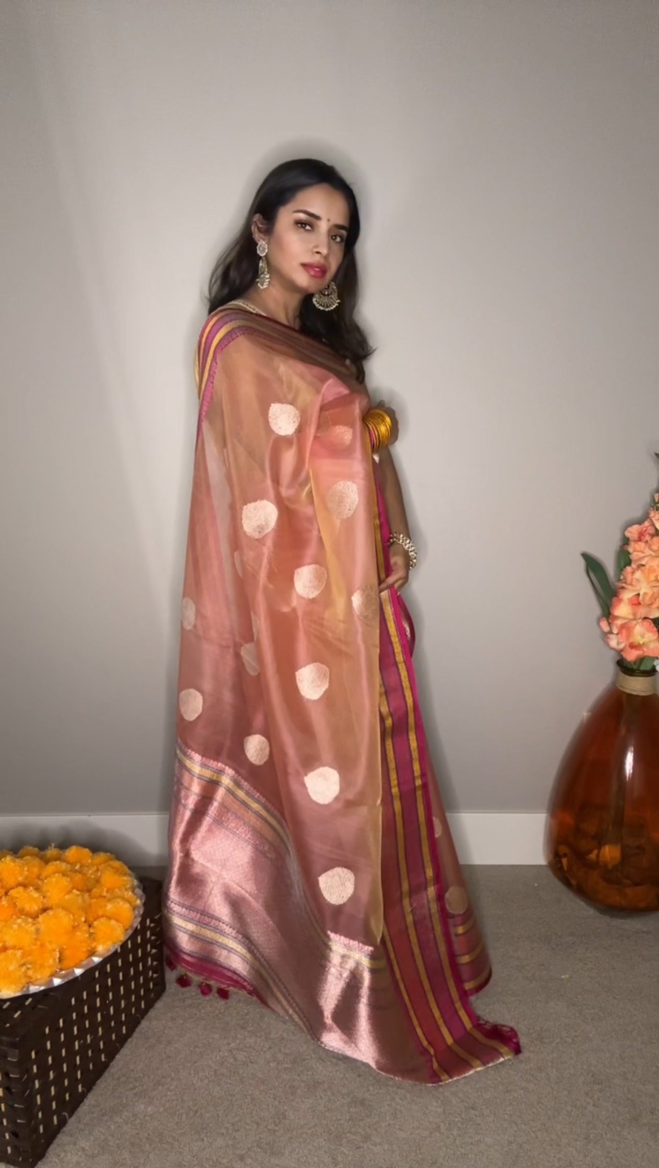 Pure Banarsi Kora by Katan handwoven kaduwa saree with Katan Silk Rangkart Border and Pallu- Gold Zari