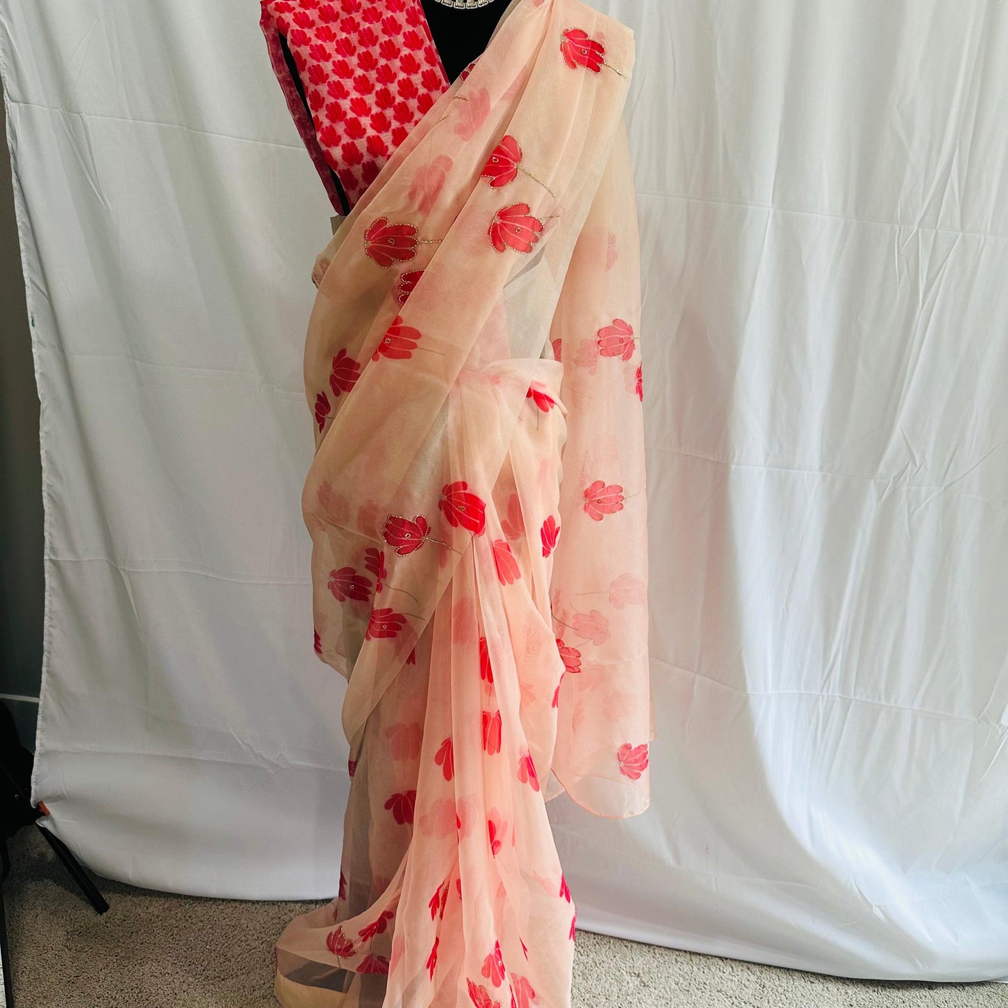 Banarasi Kora Organza Saree with hand cutdana embroidery