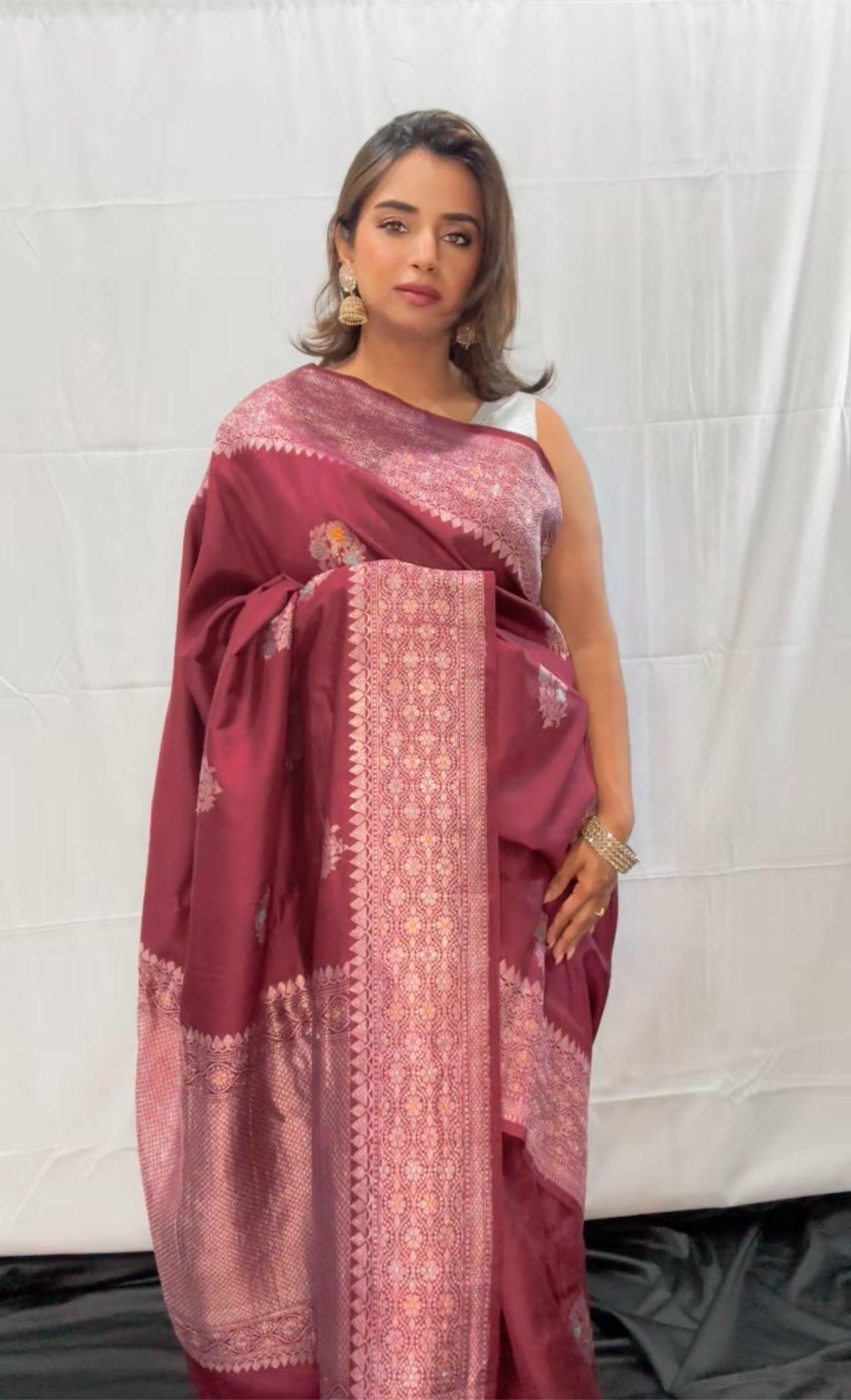Tussar Georgette Banarasi saree handwoven