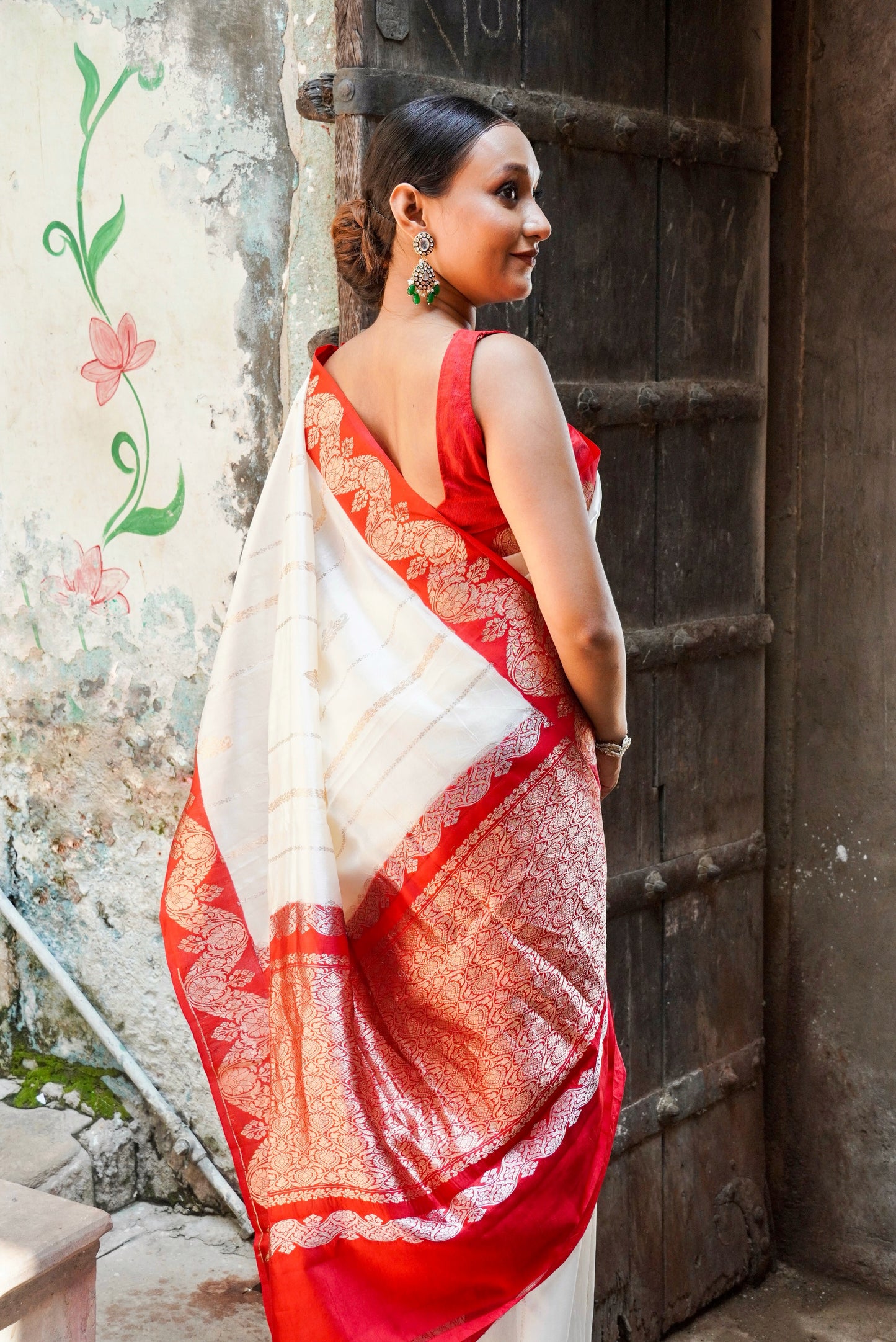 Durga Pooja soecial Banarasi  Pure Katan by Mashru Silk Handwoven  Saree - Sona Rupa - Kaduwa