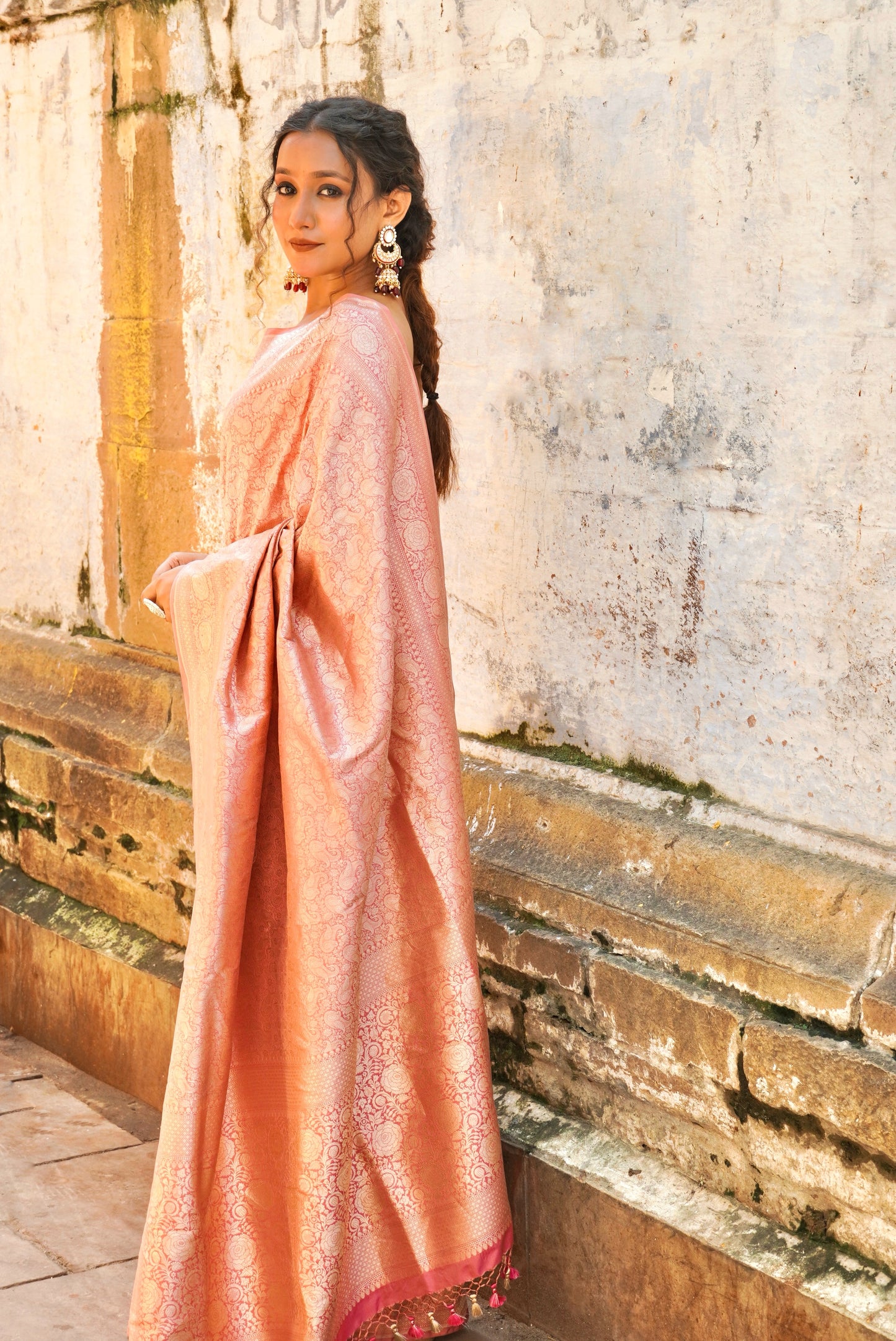 Tanchoi Banarasi Handwoven  Katan Silk Saree with Gold Zari Silk Mark Saree with blouse