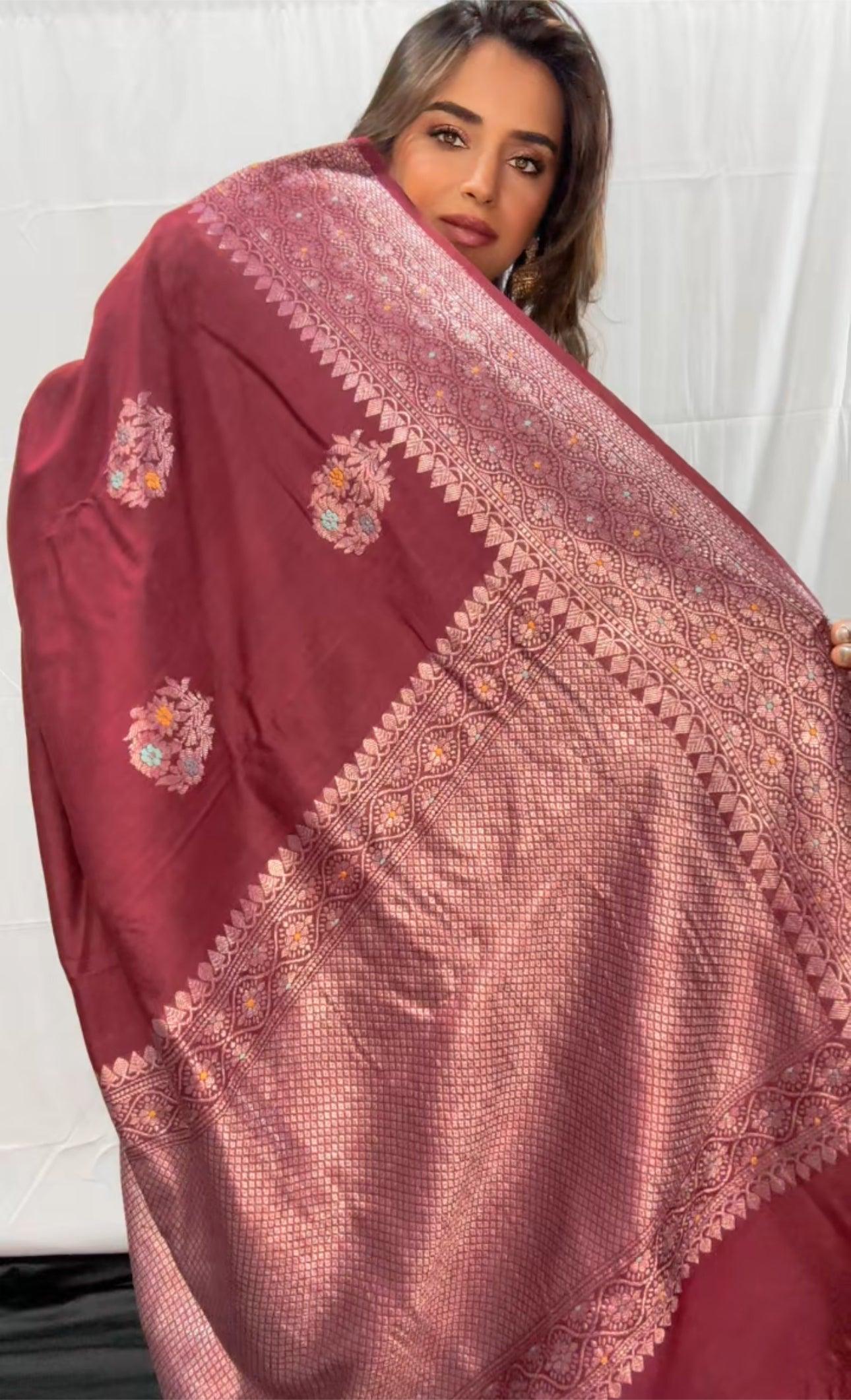Tussar Georgette Banarasi saree handwoven