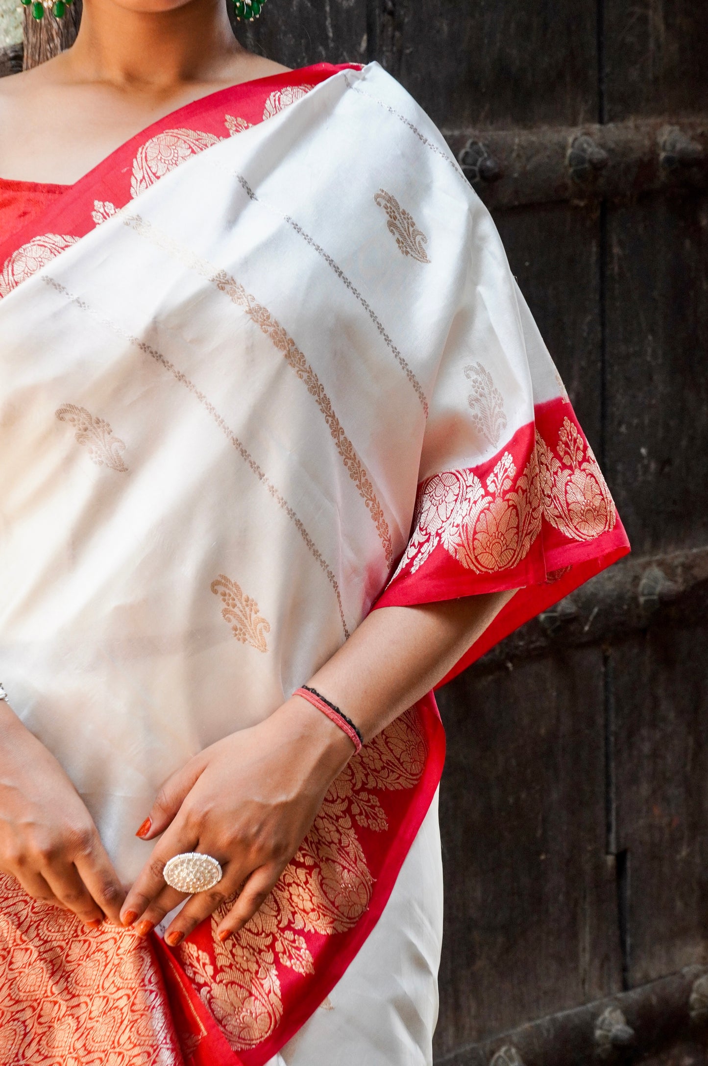 Durga Pooja soecial Banarasi  Pure Katan by Mashru Silk Handwoven  Saree - Sona Rupa - Kaduwa