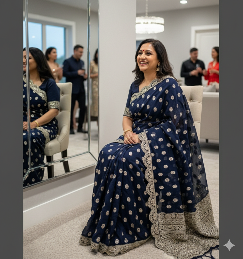 Georgette  Designer Saree - Midnight Blue