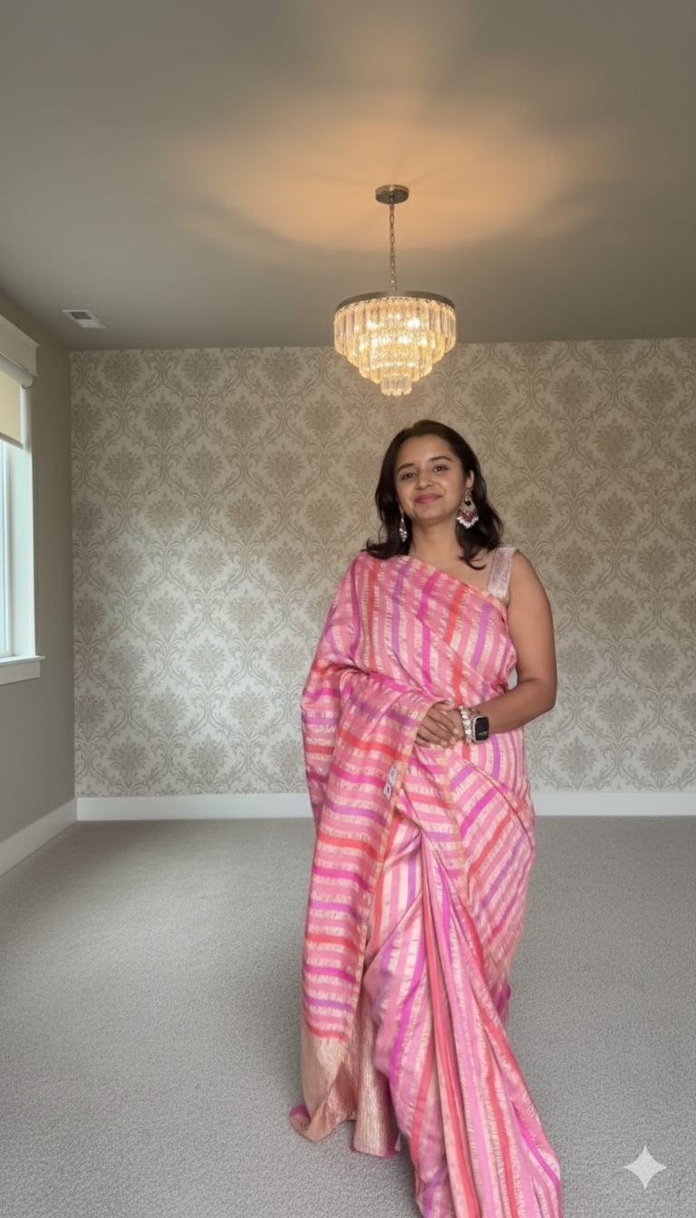 Nazm Crushed Tussar Georgette by Tissue Saree