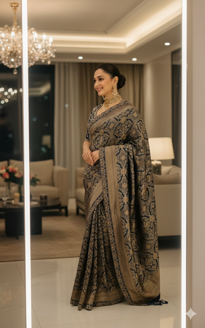Tamana Bhatia Inspired Pure Katan Handwoven Banarasi Saree with Silk Mark