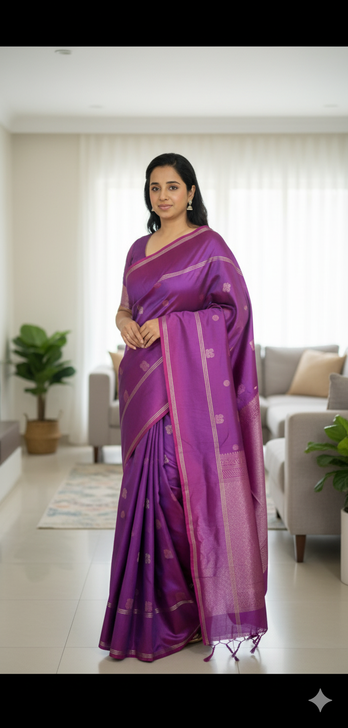 Mayura Chakra – Handwoven Kanchipuram Pure Silk Saree with Silk Mark & Triple Zari Border
