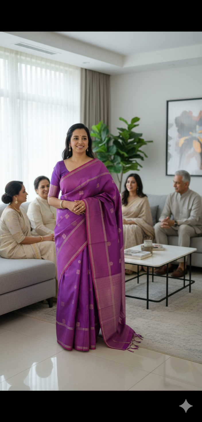 Mayura Chakra – Handwoven Kanchipuram Pure Silk Saree with Silk Mark & Triple Zari Border